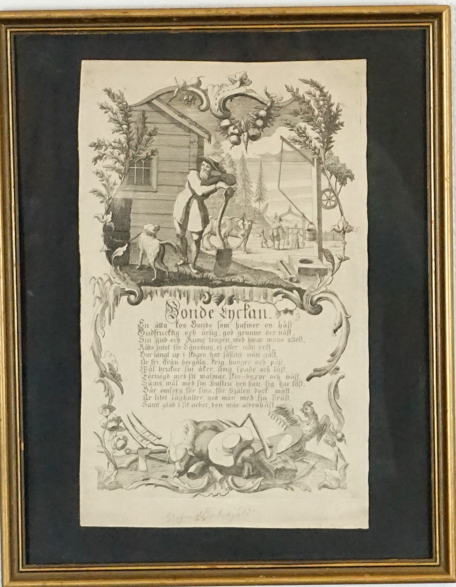 JOHAN LAURENTZ CATON (1753-1808), efter, etsning, "Bonde Lyckan", utan signatur.