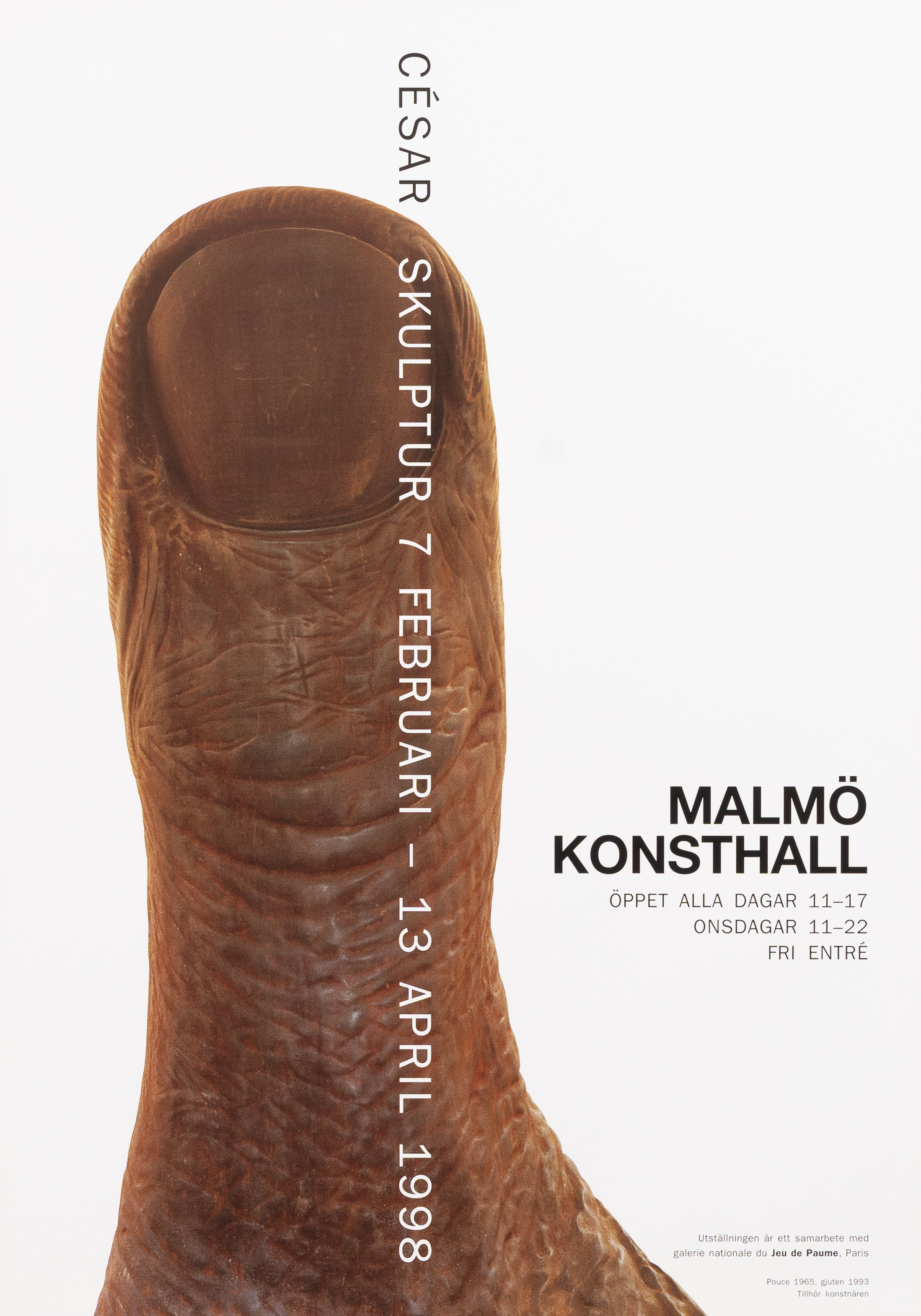 CÉSAR BALDACCINI. Utställningsaffisch, offsettryck, Malmö Konsthall.