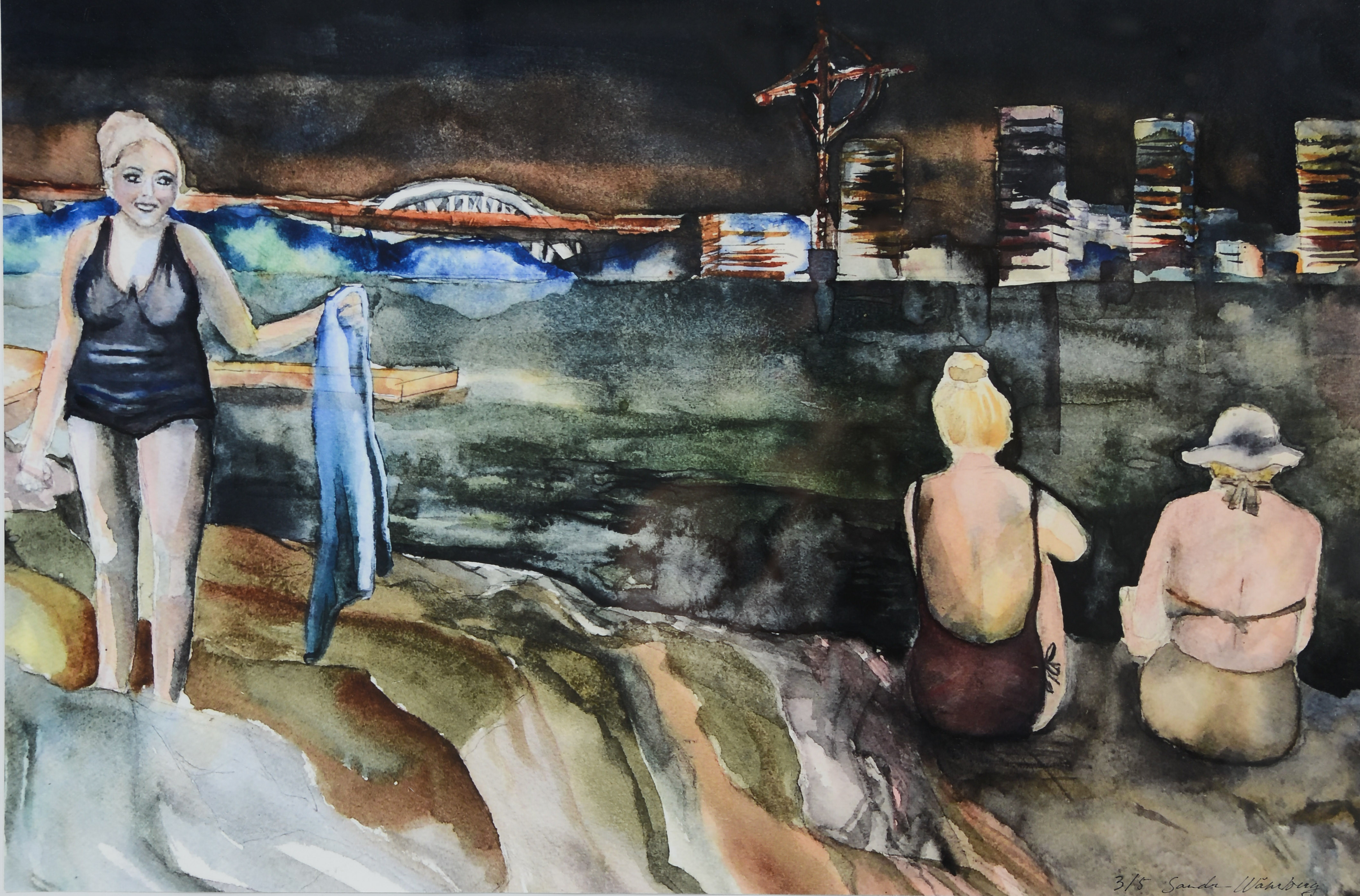 SANDRA WÅHRBERG. Nattbad, giclee, signerad samt numrerad 3/5.