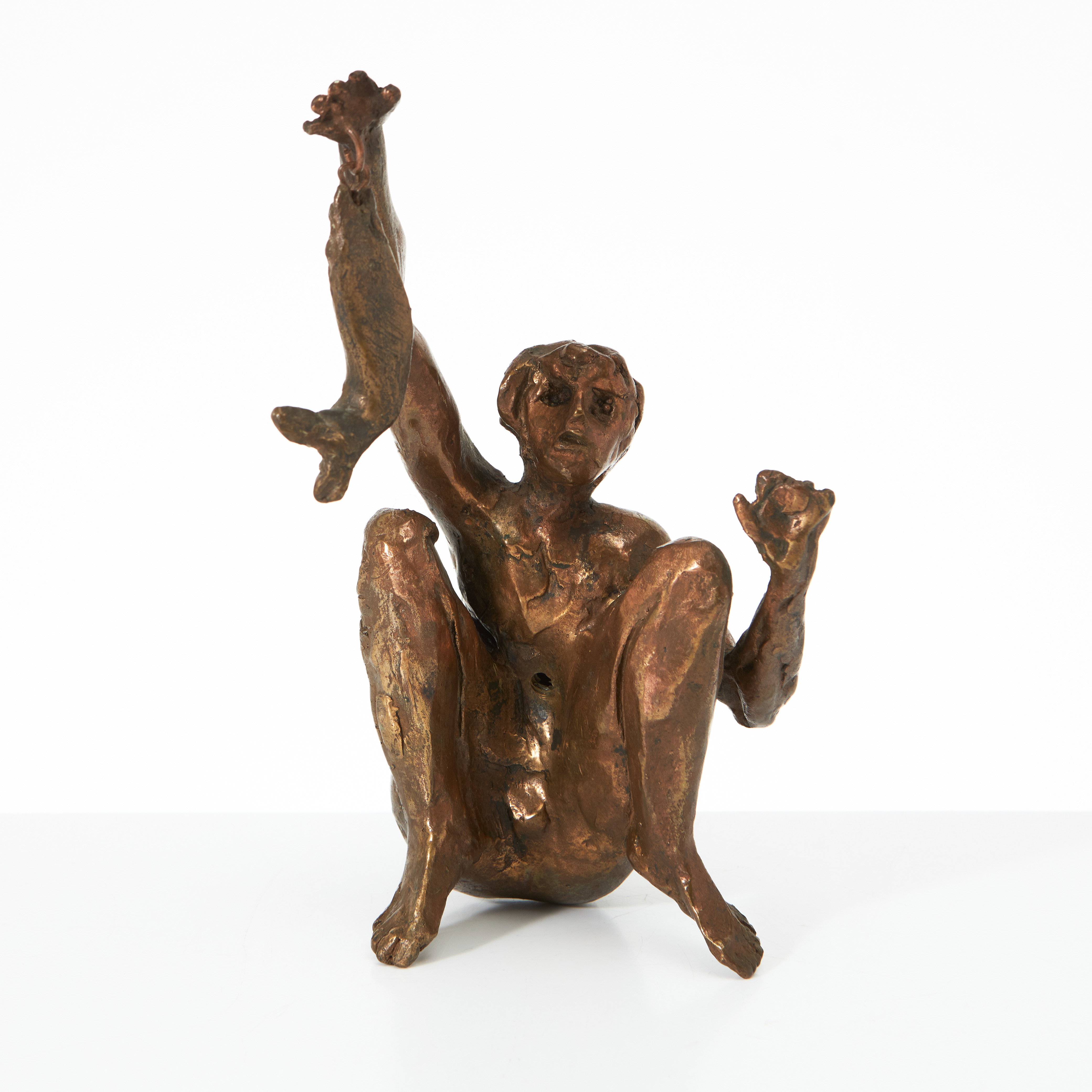 MATTI  HAUPT. Fiskande yngling, förgylld brons, signerad.