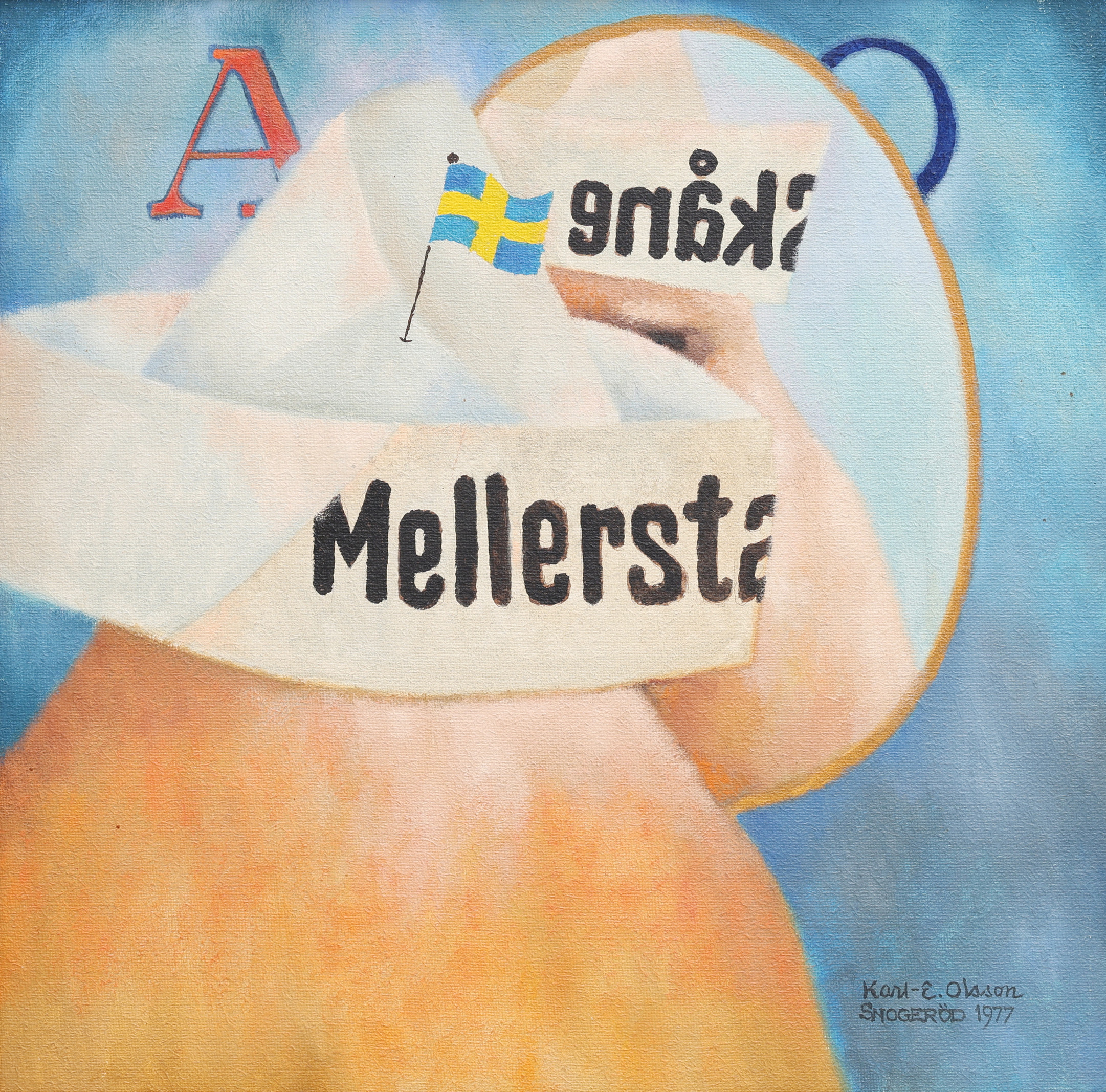 KARL-ERIK OLSSON "SNOGERÖD" 1927-1995. OLJA PÅ DUK, "MELLERSTA SKÅNE", SIGNERAD OCH DATERAD 1977.