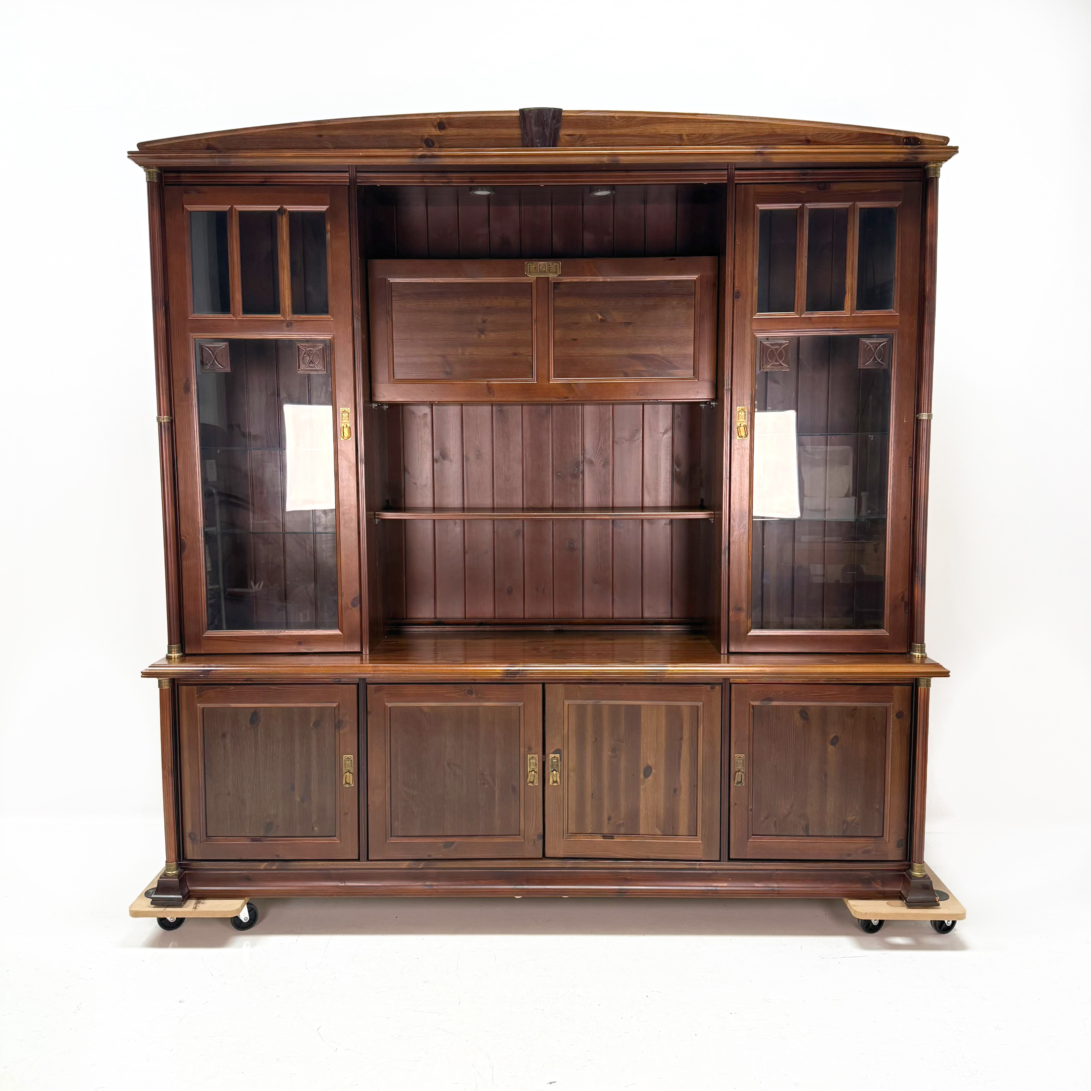 SKÅP MED VITRINÖVERDEL, Jugendstil brunbetsat, med Bardel sent 1900-tal.