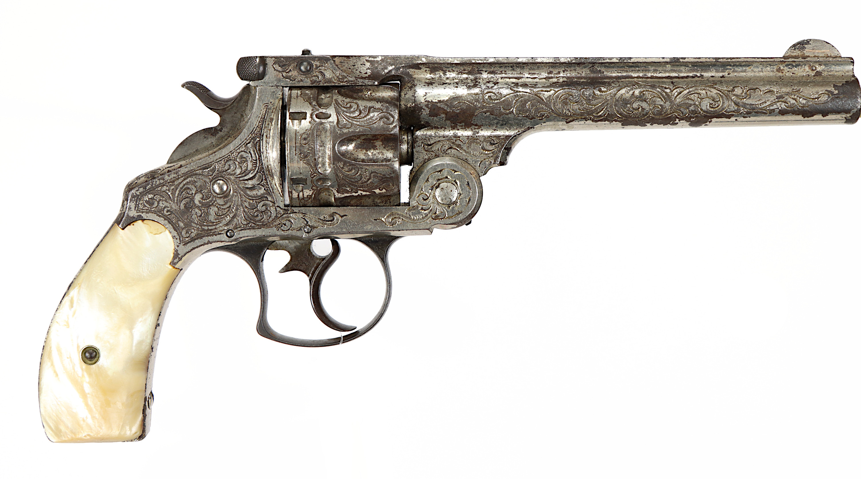 REVOLVER, fabrikat Smith & Wesson, modell Double Action First modell, kaliber .44 Russian, tillv.nr 25147, se-nr SE0251990.