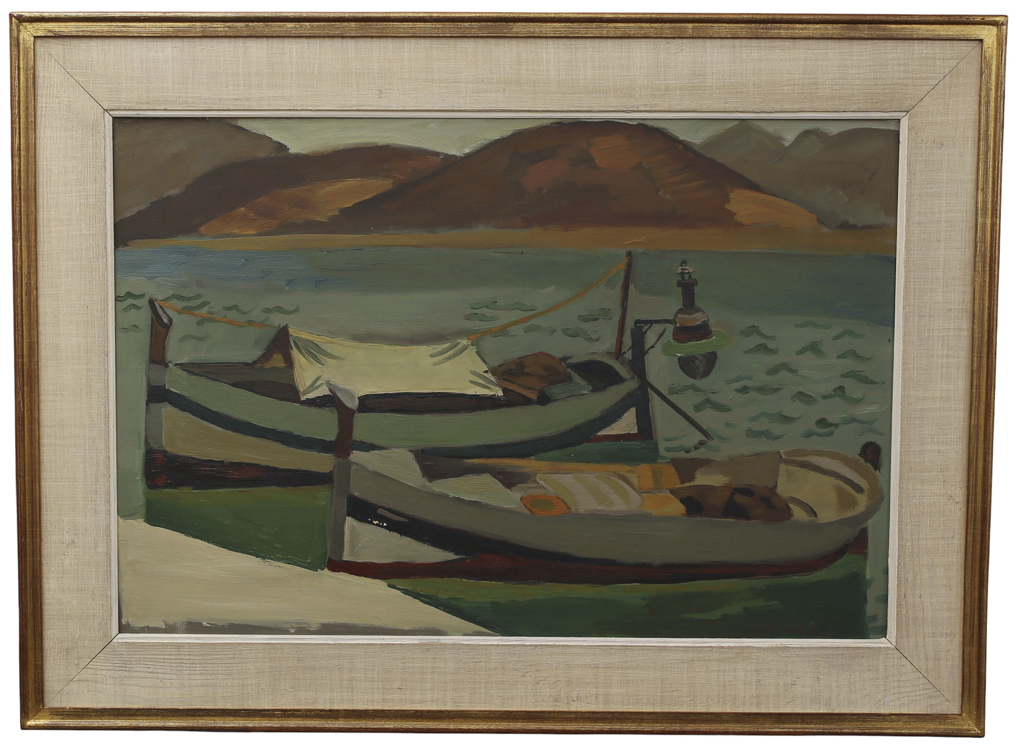 GERHARD  NORDSTRÖM. Ola på pannå, "båtar från puerto de Andratx", Mallorca, signerad.