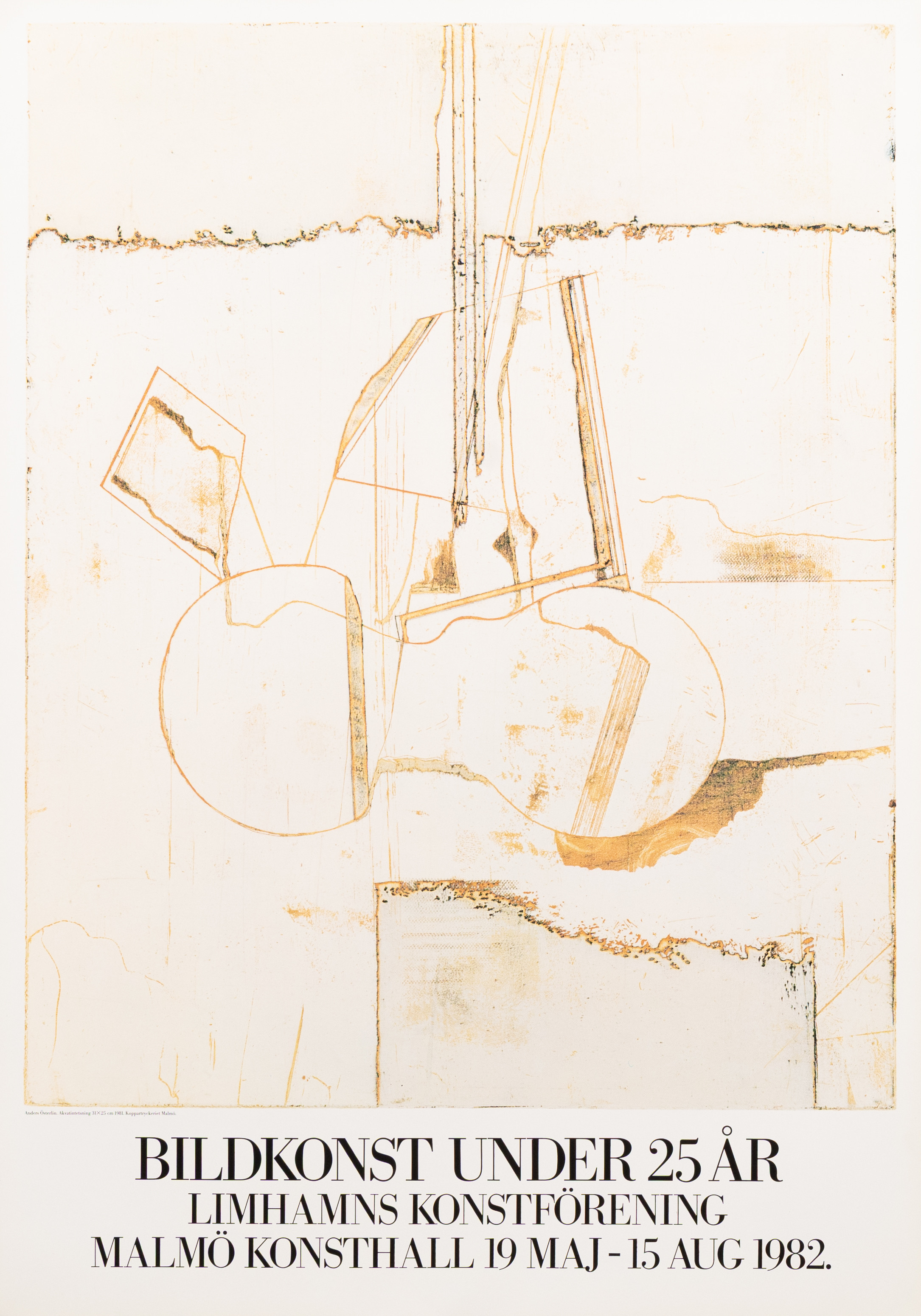 UTSTÄLLNINGSAFFISCH, offsettryck, Bildkonst under 25 år, Malmö Konsthall 1982.