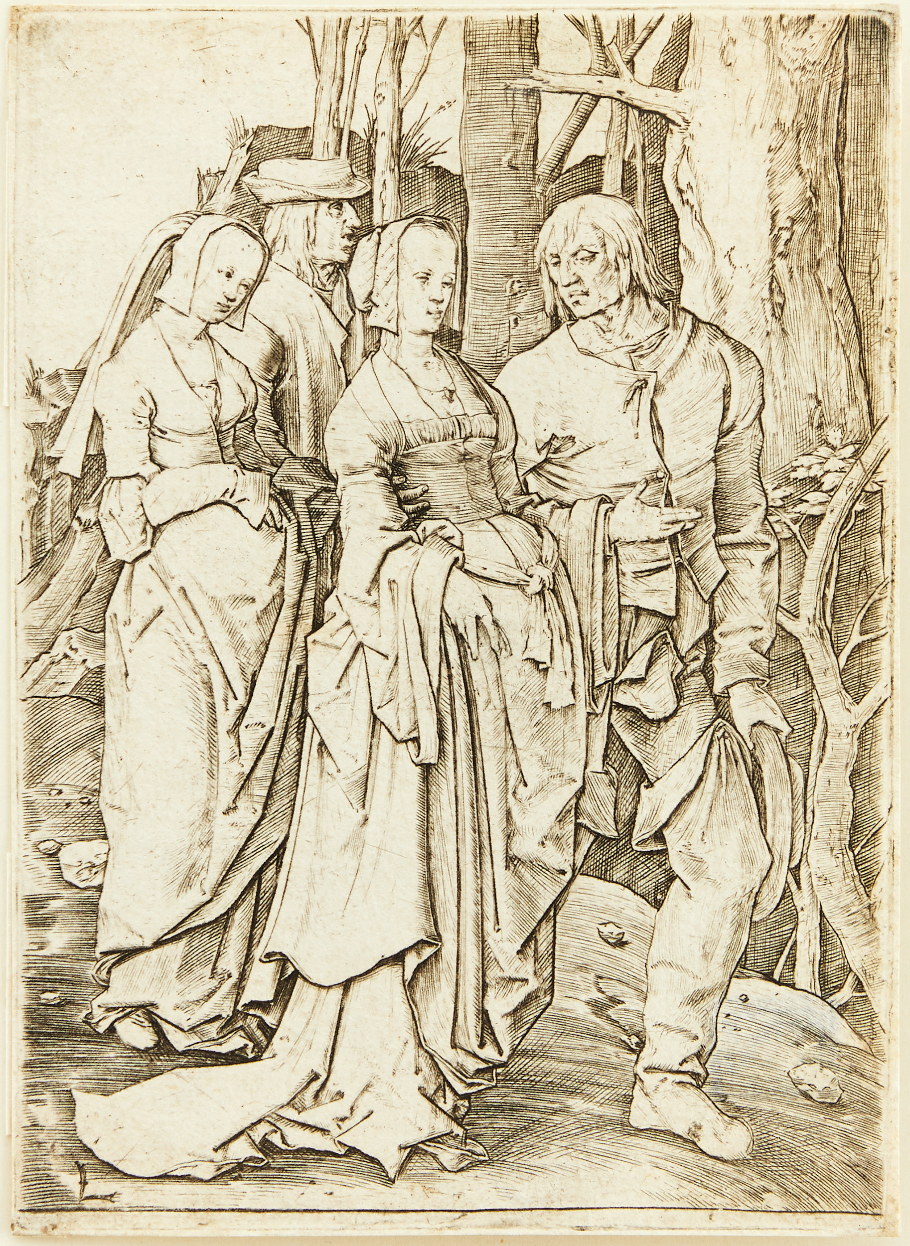 LUCAS VAN LEYDEN (THE NETHERLANDS 1494-1533). "Two Couples in the Forest".