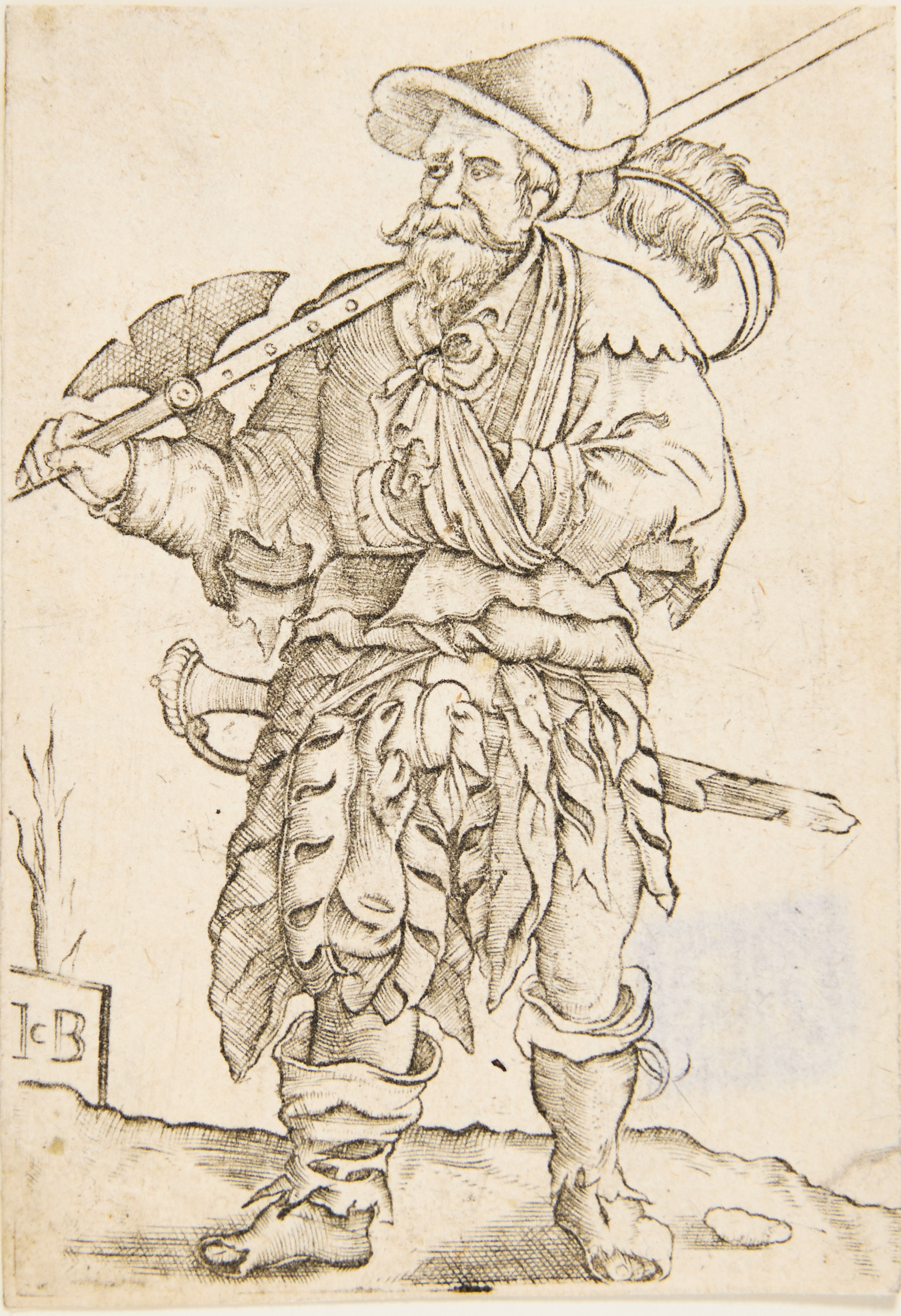 JACOB BINCK (GERMANY 1495-1569). "A Foot Soldier Carrying a Halberd on his Right Shoulder".