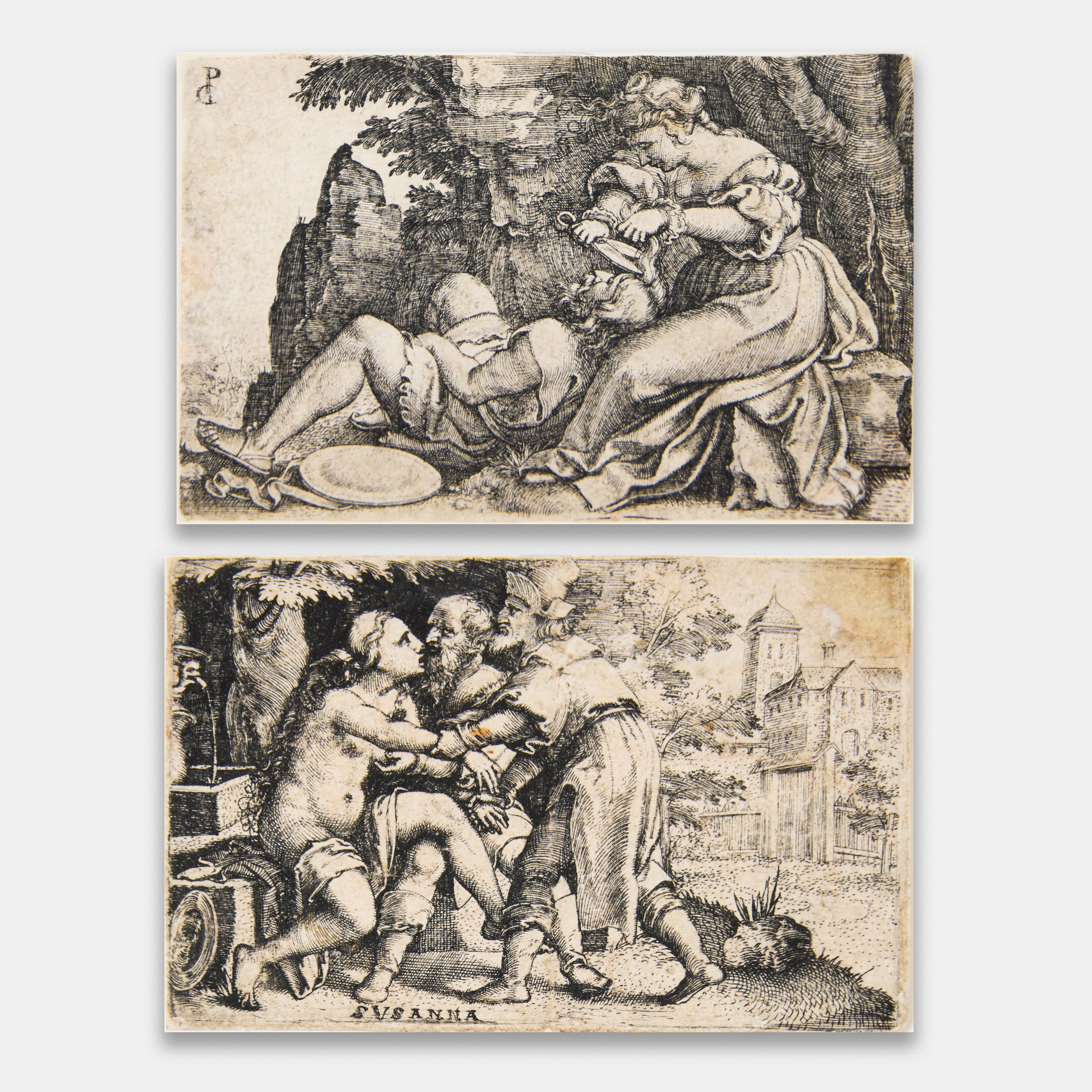GEORG PENCZ (GERMANY 1500-1550). "Susanna and the Elders" and "Samson and Delilah".