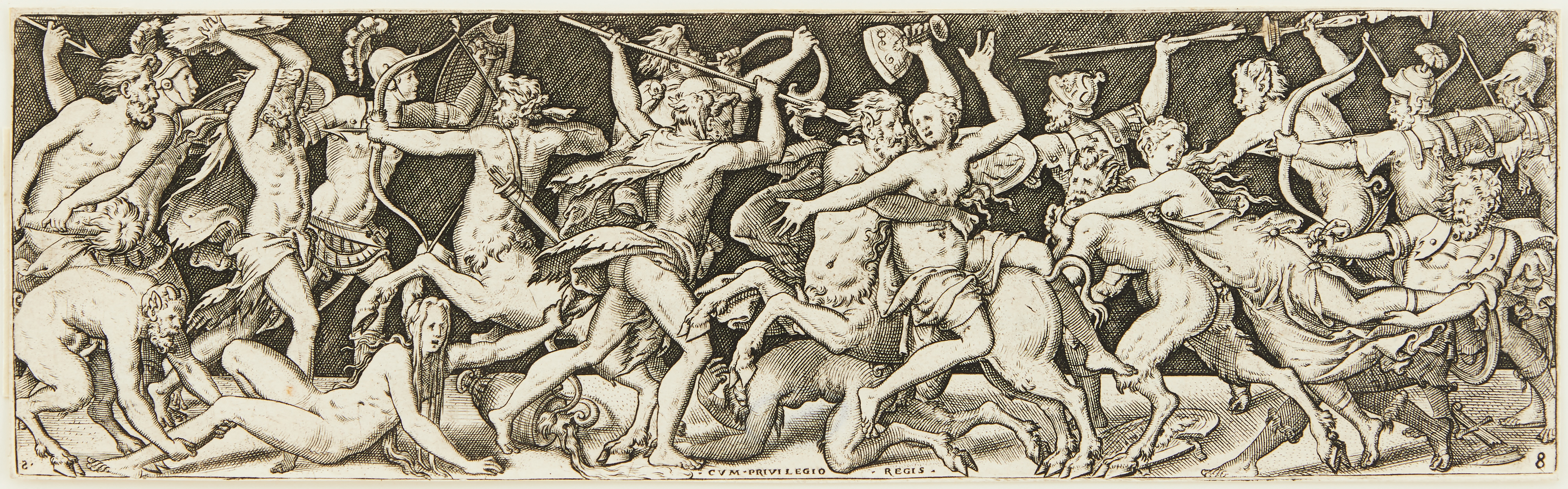 ÉTIENNE DELAUNE (FRANCE 1518/1519-CIRCA 1583). "Combat of Centaurs and Lapiths, and Hippodamia Abducted by a Centaur".