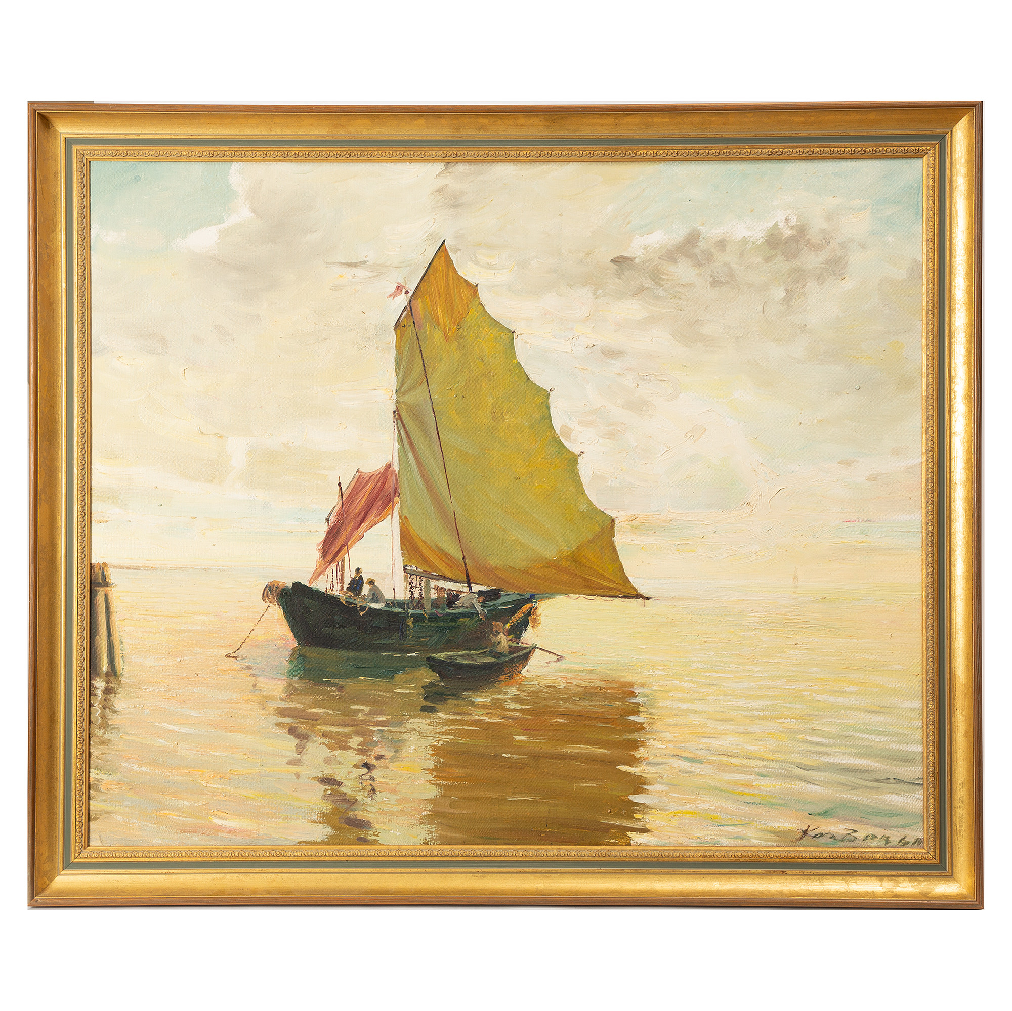 OIDENTIFIERAD KONSTNÄR. Olja på duk, otydligt signerad.