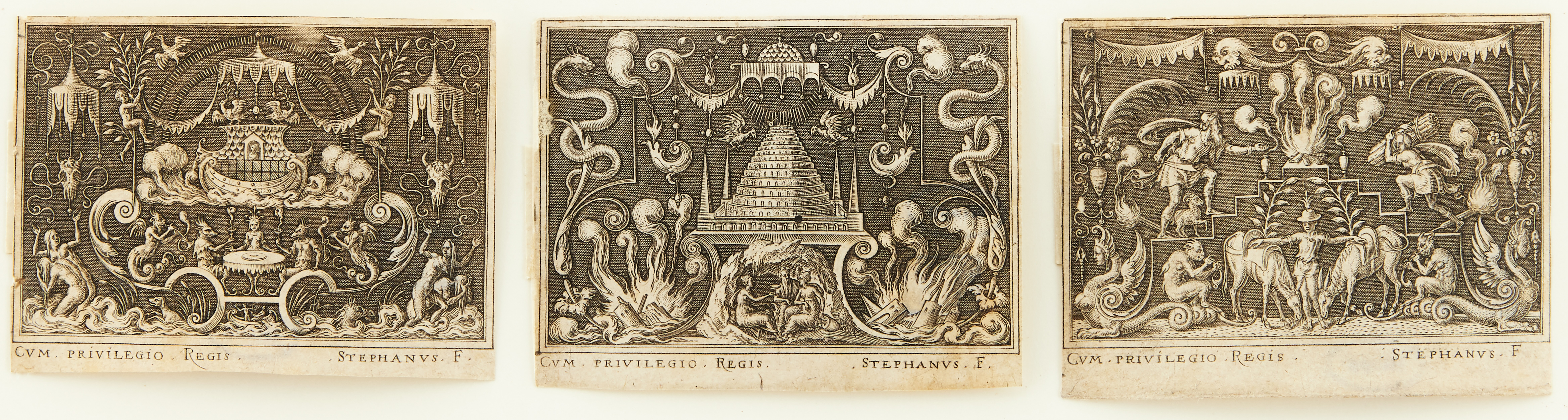 ÉTIENNE DELAUNE (FRANCE 1518/1519-CIRCA 1583). "Grotesques with Scenes from the Old Testament".