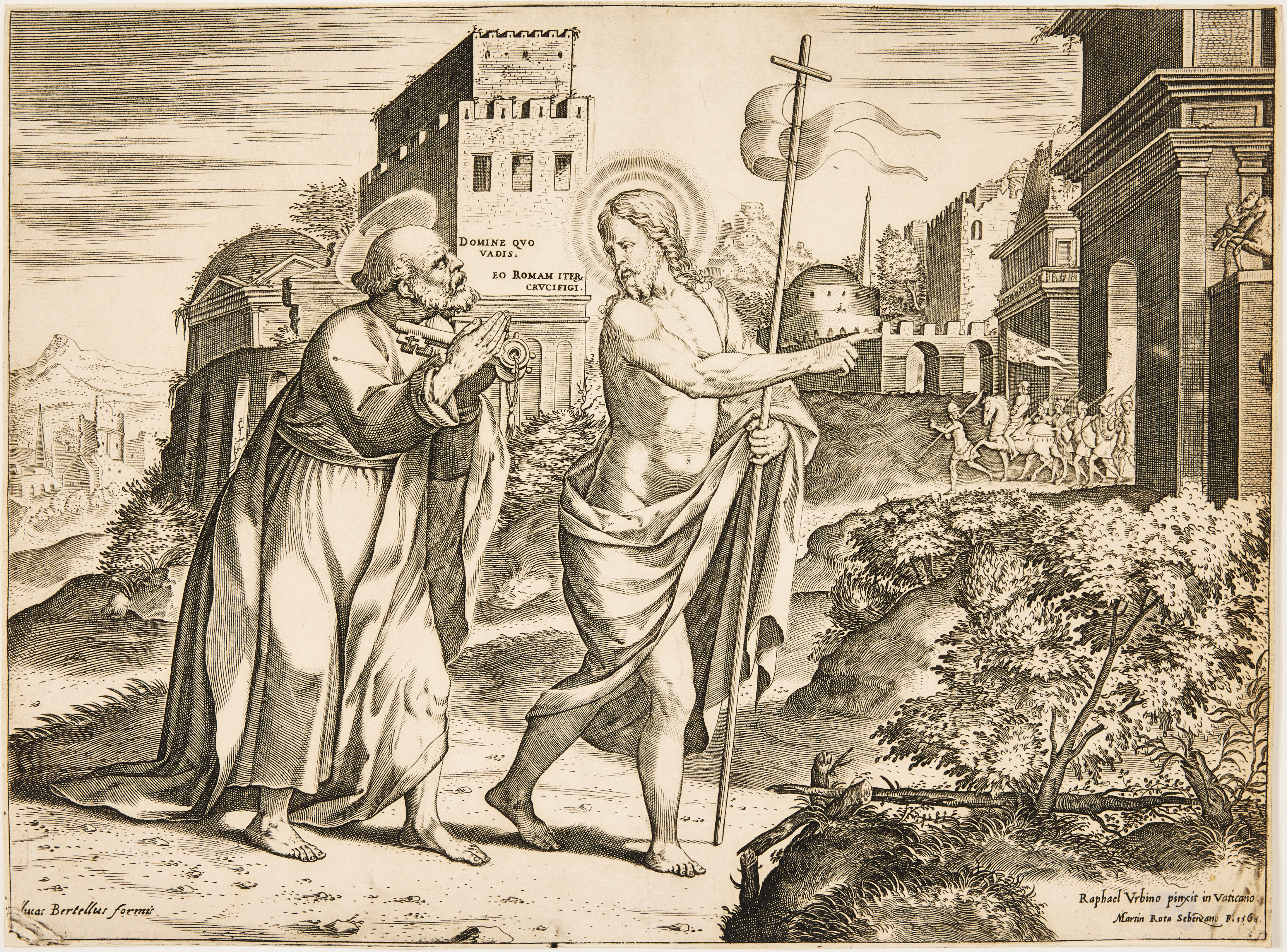 MARTINO ROTA (CROATIA AND ITALY CIRCA 1520-1583). "Domine Quo Vadis (Christ Appearing to Saint Peter outside Rome)".