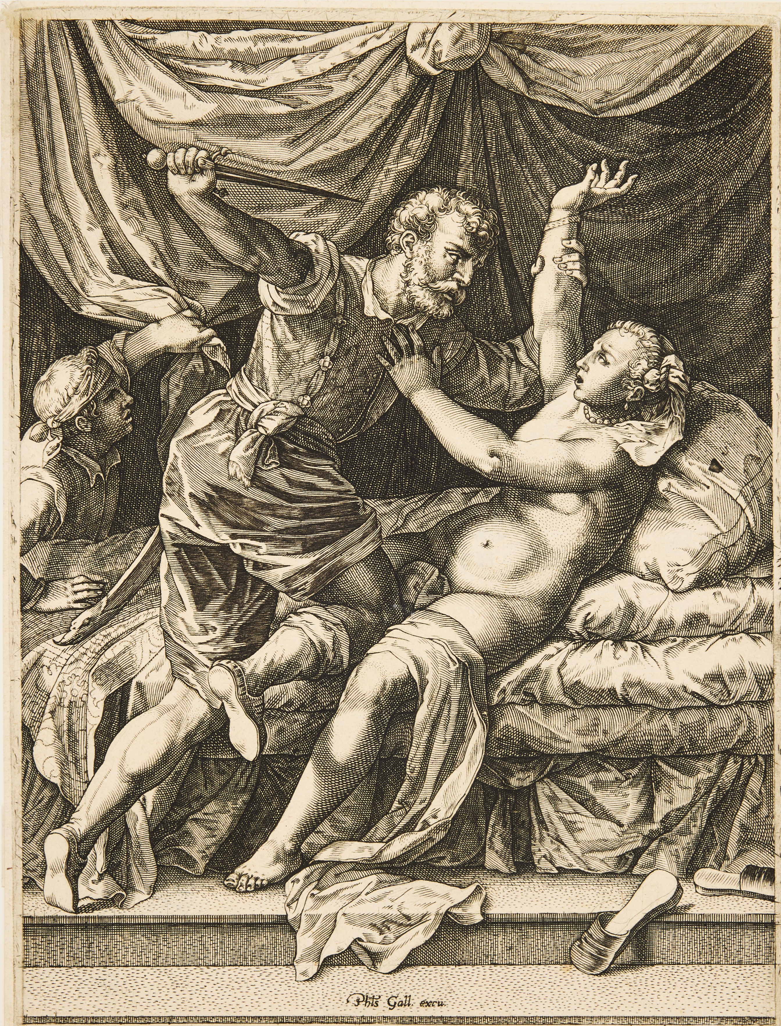 CORNELIS CORT (THE NETHERLANDS 1533-BEFORE 1578). "Tarquin and Lucretia".