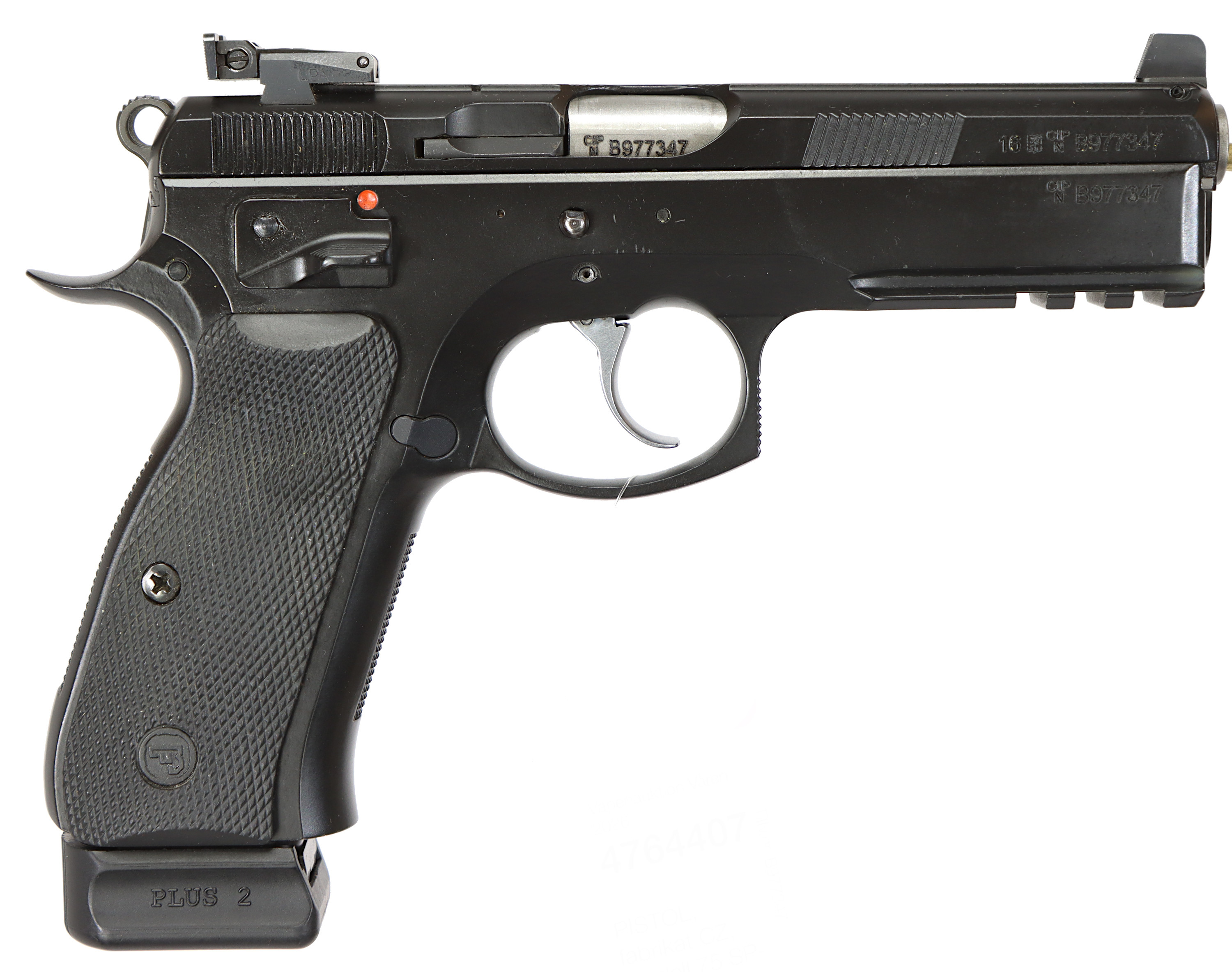 PISTOL, fabrikat CZ, modell 75 SP-01 Shadow, kaliber 9x19, tillv.nr B977347, se-nr SE2673965.