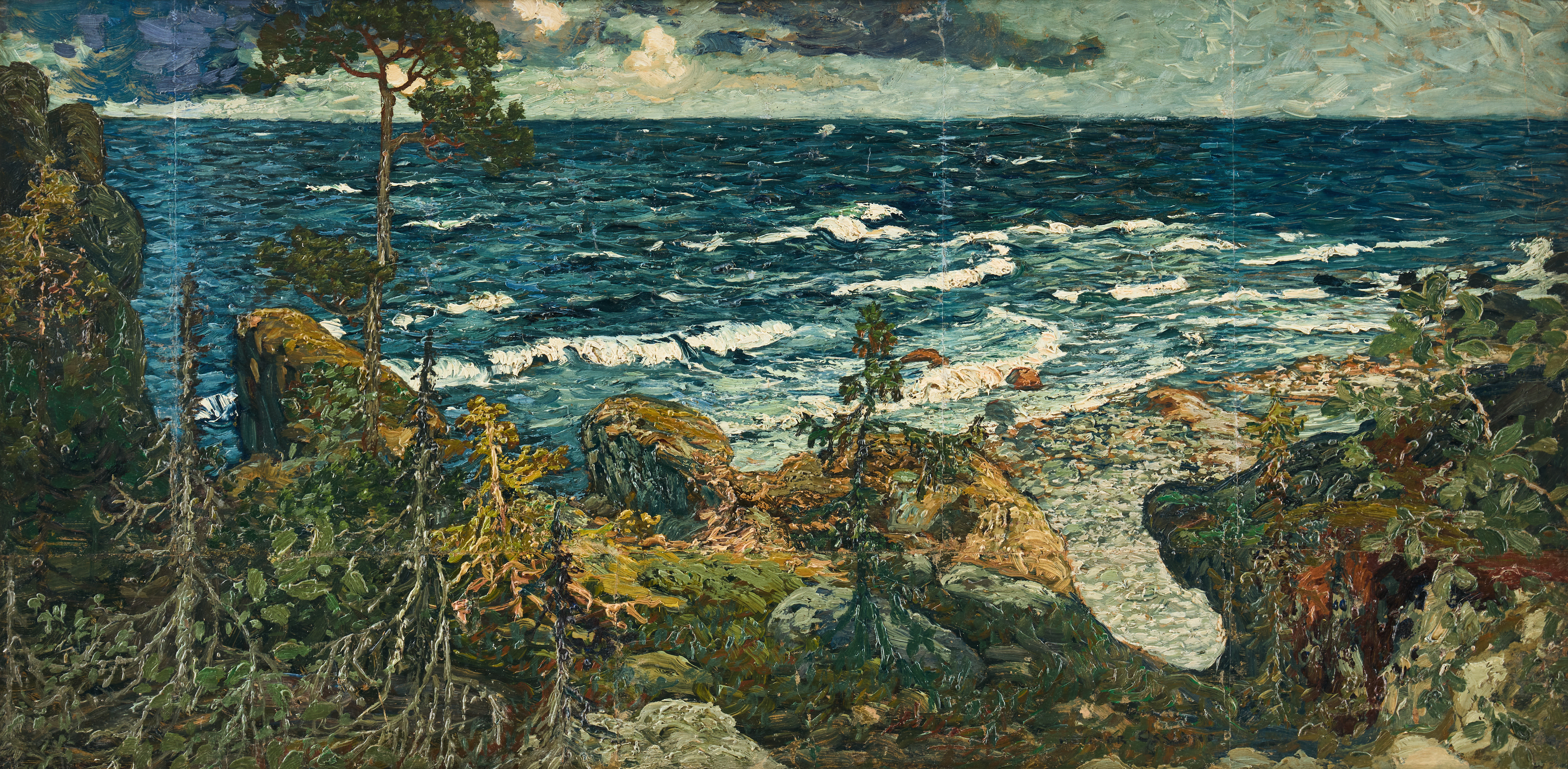 HELMER OSSLUND. Afton vid havet, Ångermanland /"Abend am Meer (Ångermanland)".