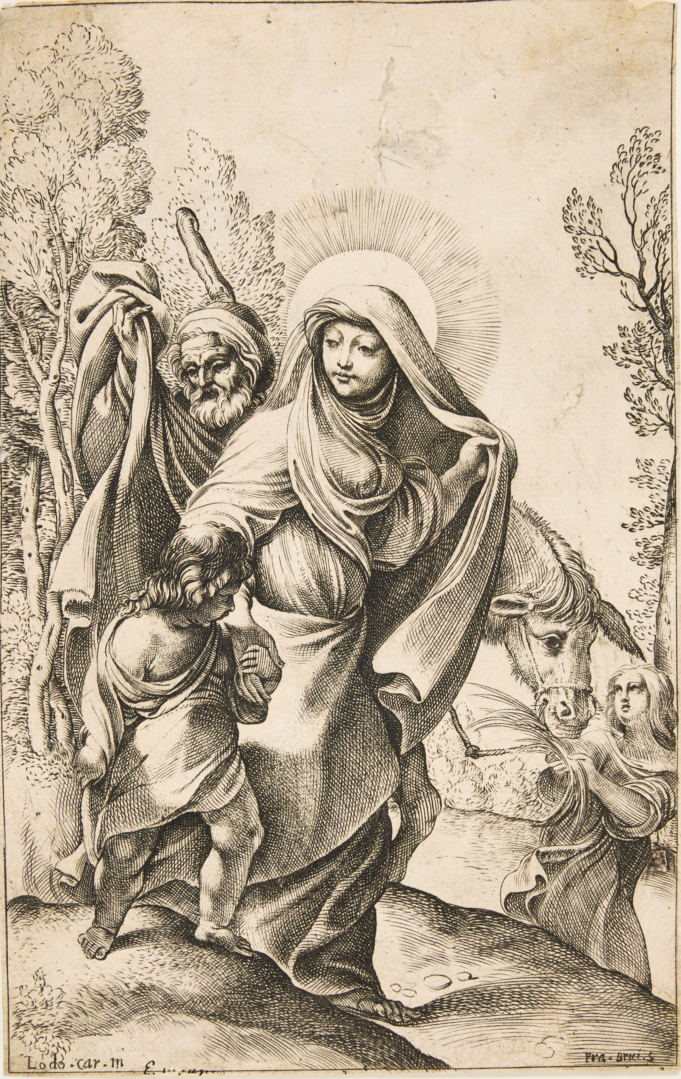 FRANCESCO BRIZIO (ITALY 1574-1623). AFTER LUDOVICO CARRACCI (ITALY 1555-1619). "The Return from the Flight into Egypt".