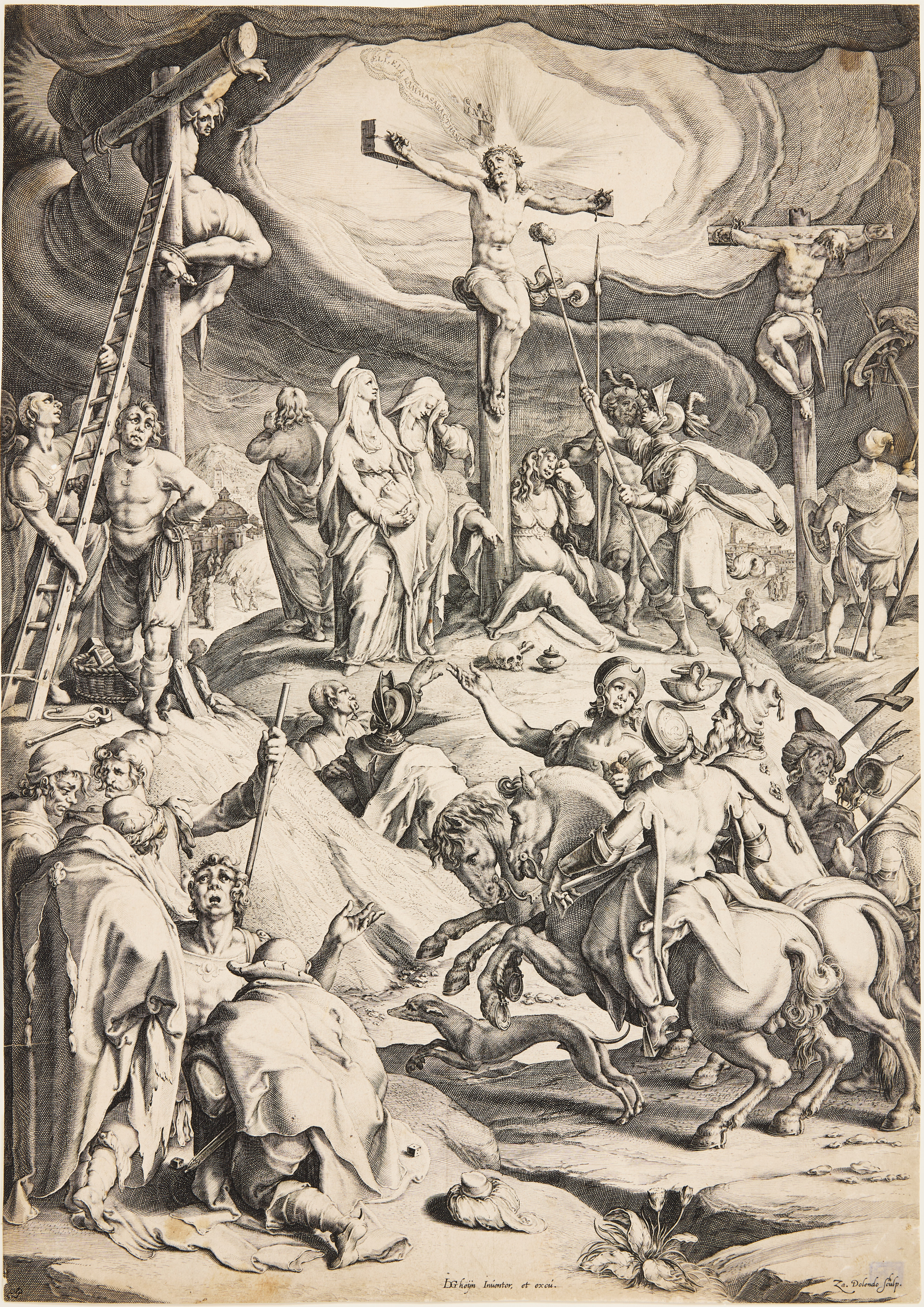 ZACHARIAS DOLENDO (THE NETHERLANDS 1561-1604). AFTER JACOB DE GHEYN II (THE NETHERLANDS 1565-1629). "The Crucifixion".