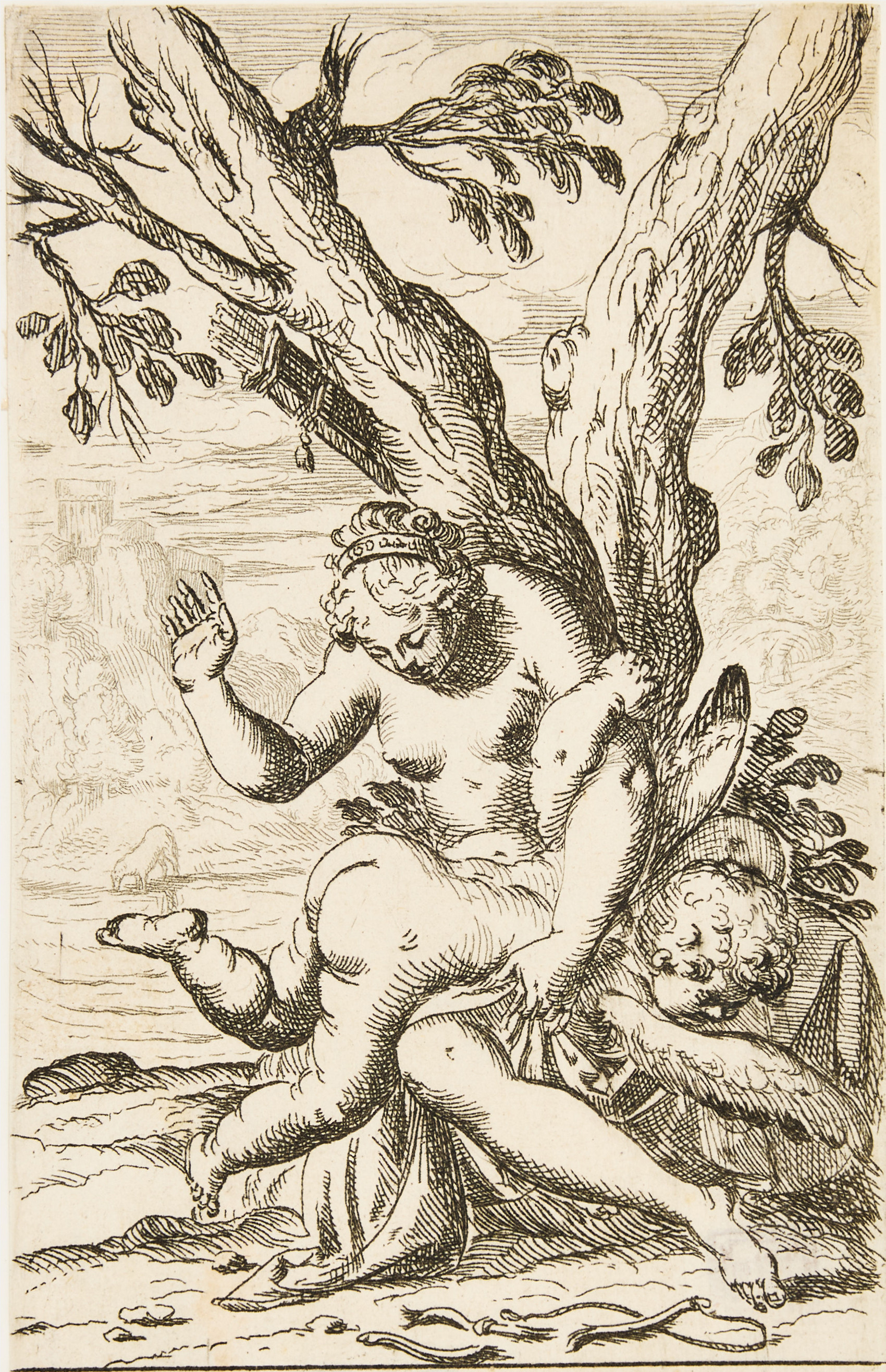 ODOARDO FIALETTI (ITALY 1573-1638). "Venus Punishing Cupid".