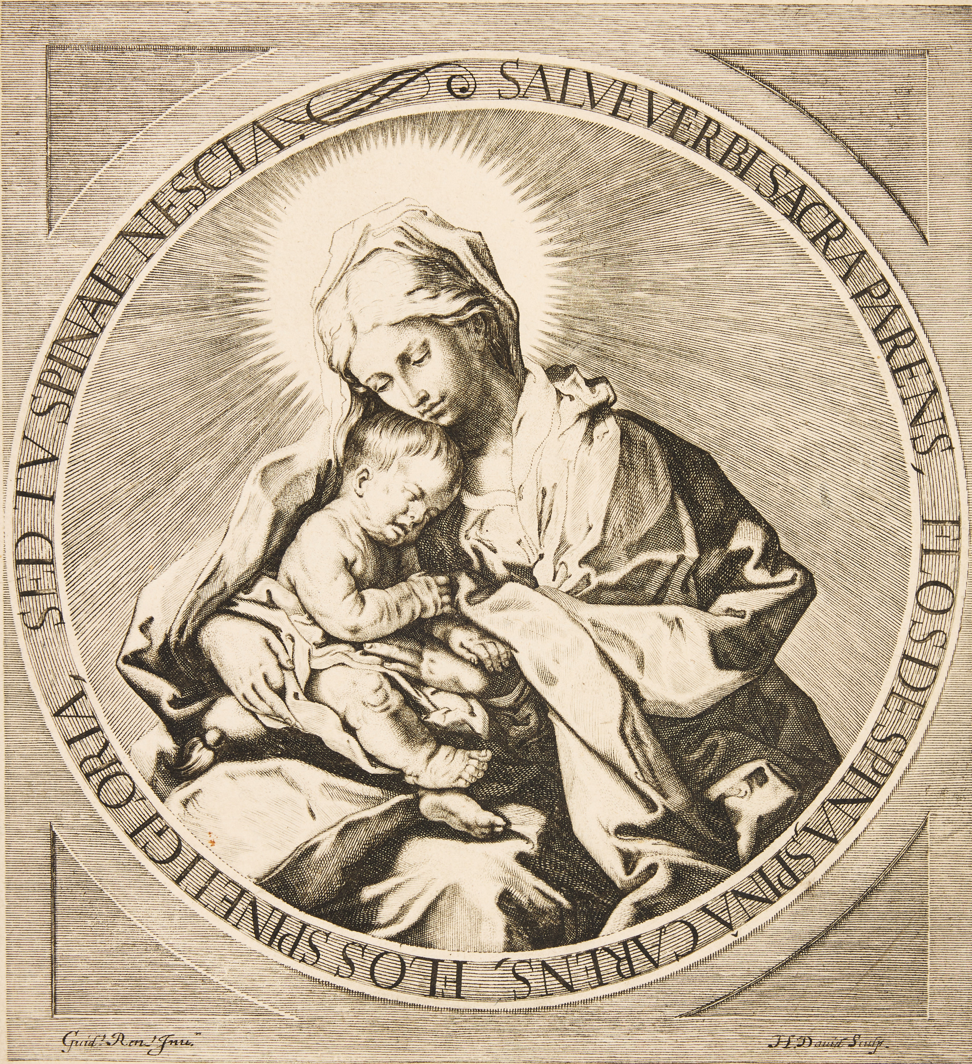JÉRÔME DAVID (FRANCE CIRCA 1600-1662) AFTER GUIDI RENI (ITALY 1575-1642). "Virgin and Child".