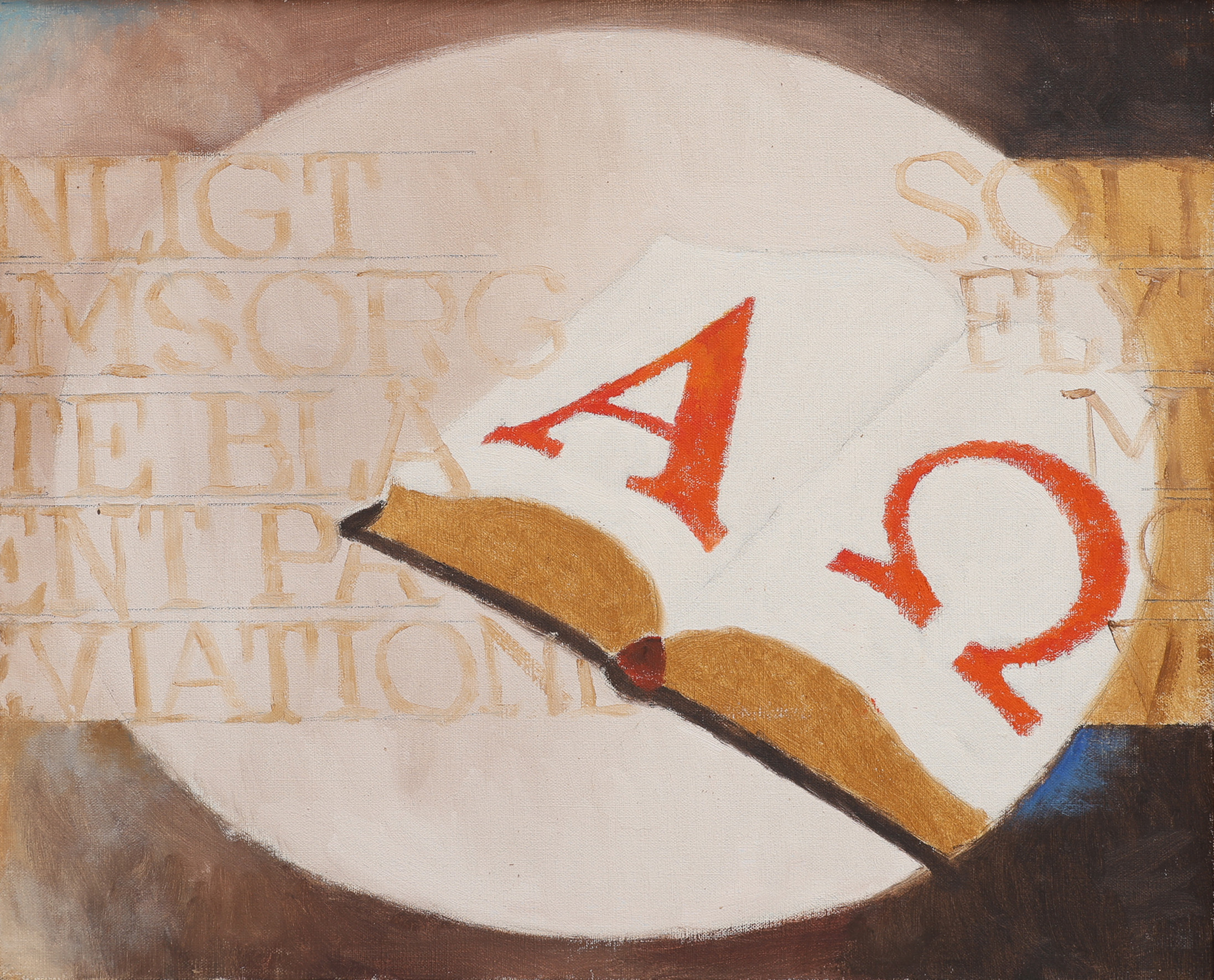 KARL-ERIK OLSSON "SNOGERÖD" 1927-1995. OLJA PÅ DUK, ALPHA OCH OMEGA, OSIGNERAD.
