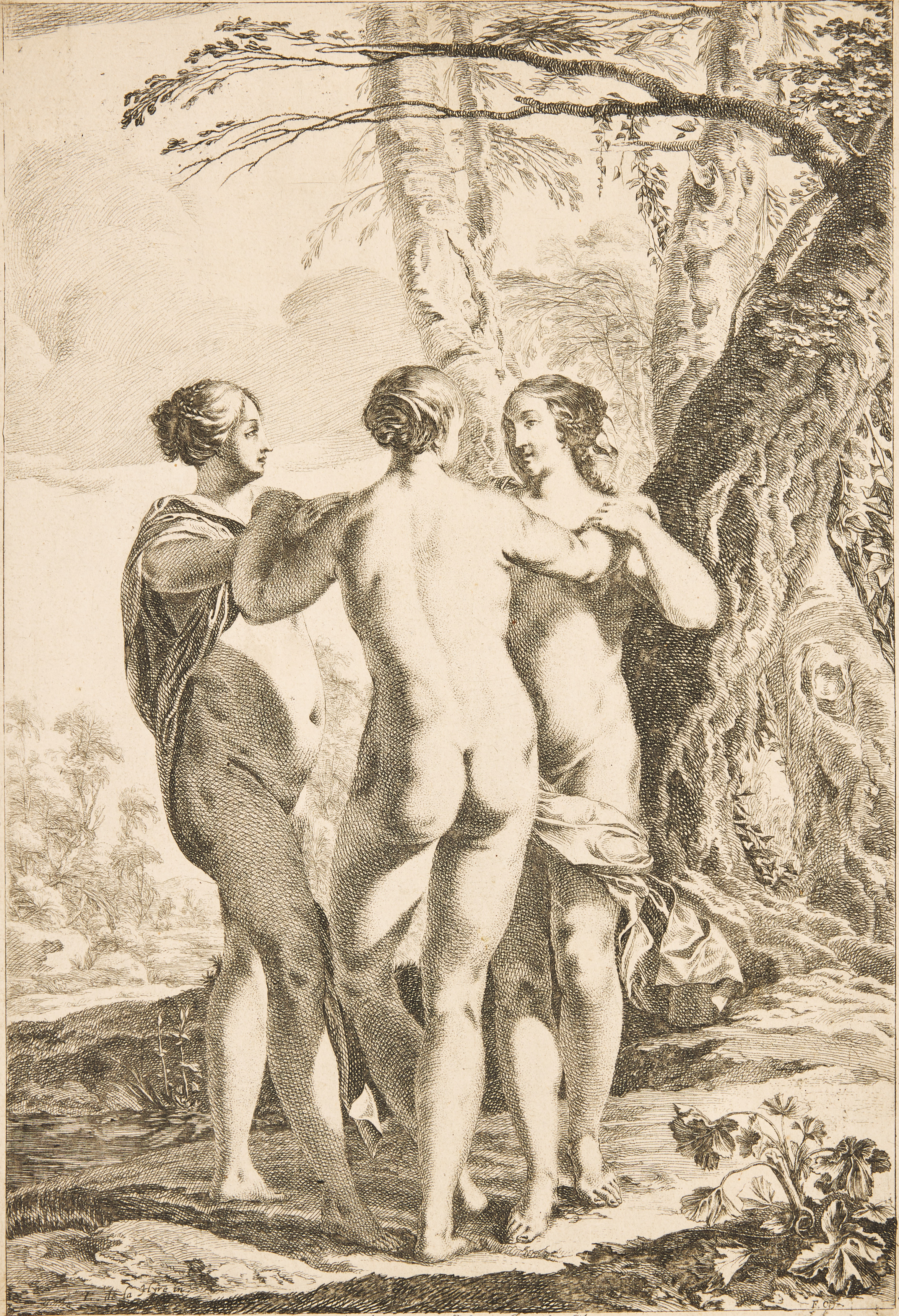 FRANÇOIS CHAUVEAU (FRANCE 1613-1676) AFTER LAURENT DE LA HYRE (FRANCE 1606-1656). "The Three Graces".