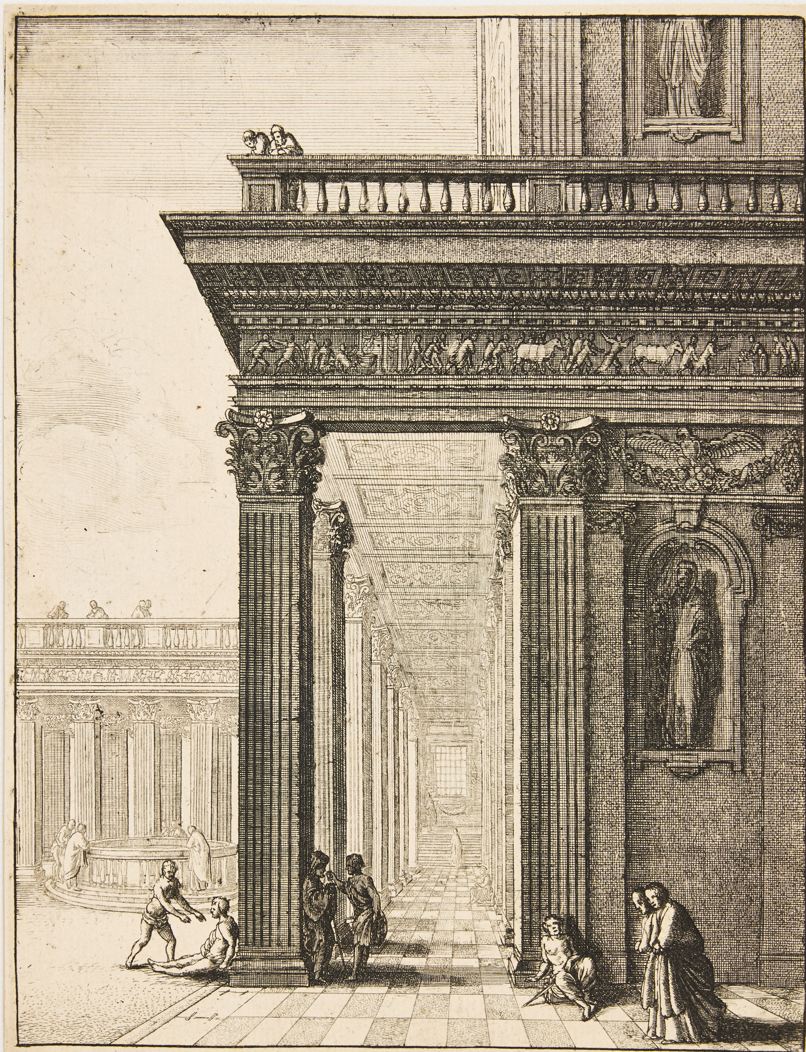 WENZEL HOLLAR (CZECHIA AND ENGLAND 1607-1677) AFTER ADAM ELSHEIMER (GERMANY 1578-1610). "The Healing of the Cripples".