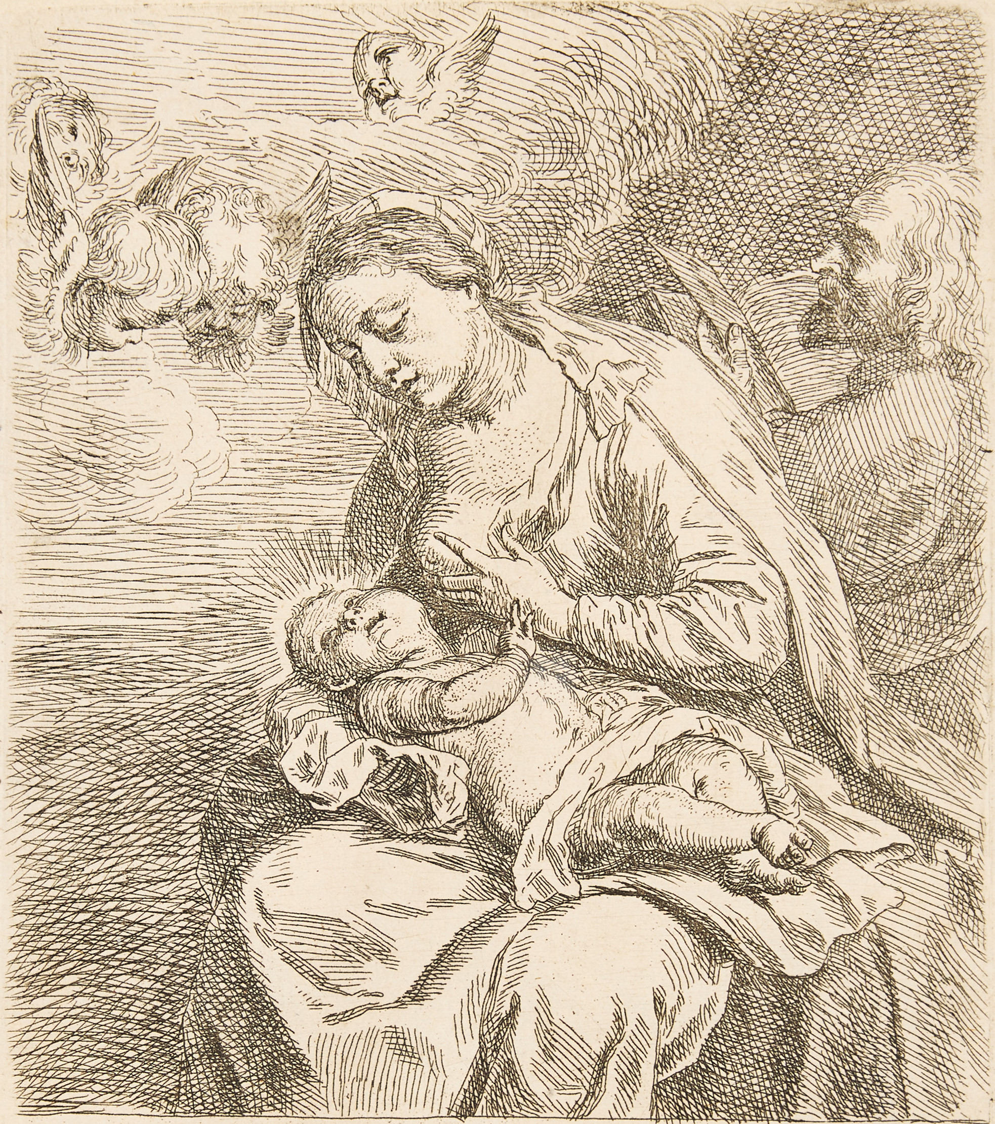 ANTHONY VAN DYCK (THE NETHERLANDS 1599-1641) ATTRIBUTED TO. "The Virgin Nursing the Child".
