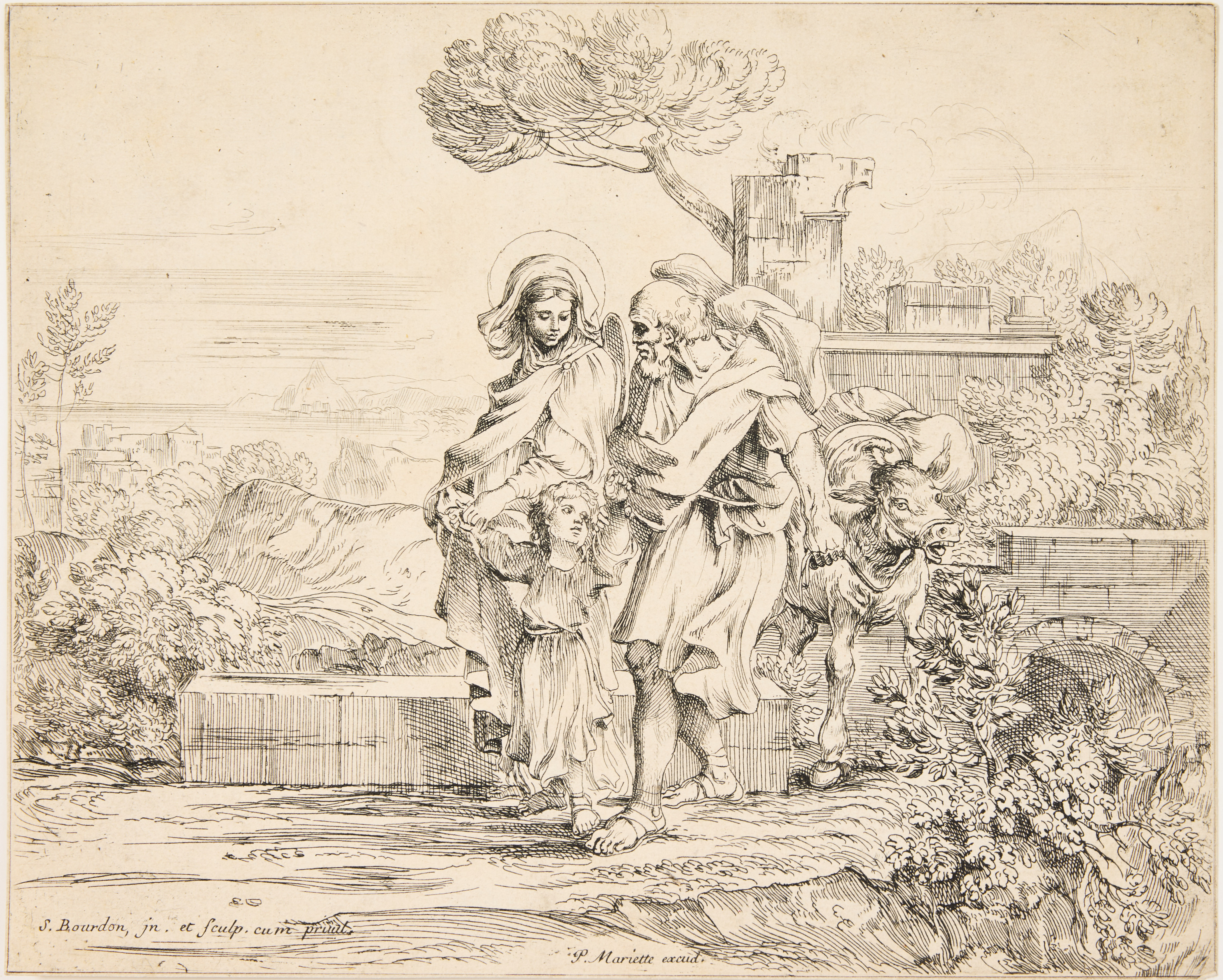 SÉBASTIEN BOURDON (FRANCE 1616-1671). "The Return from the Flight into Egypt".