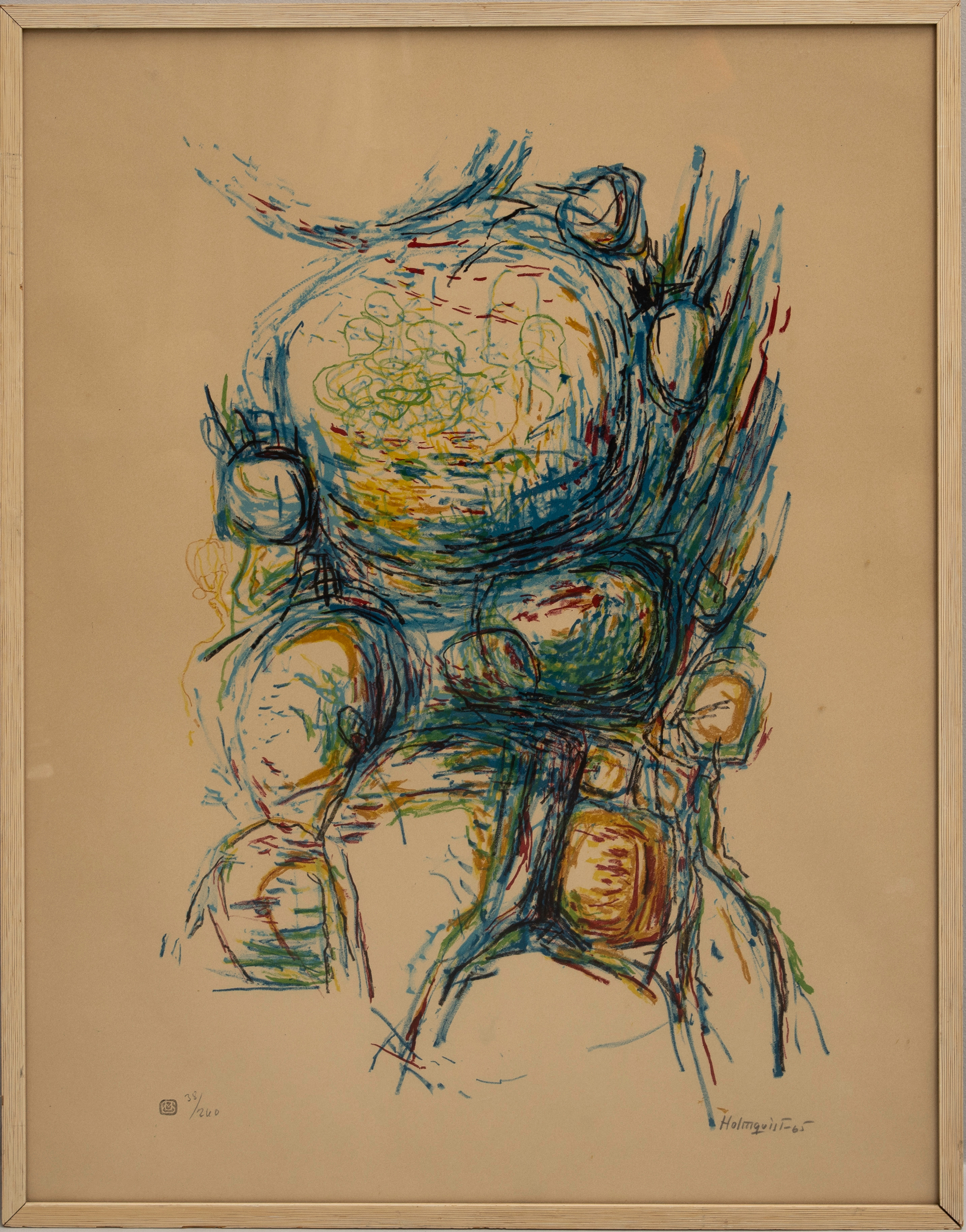 LARS HOLMQVIST. "abstrakt komposition", Litografi, signerad samt numrerad 38/260, -65.