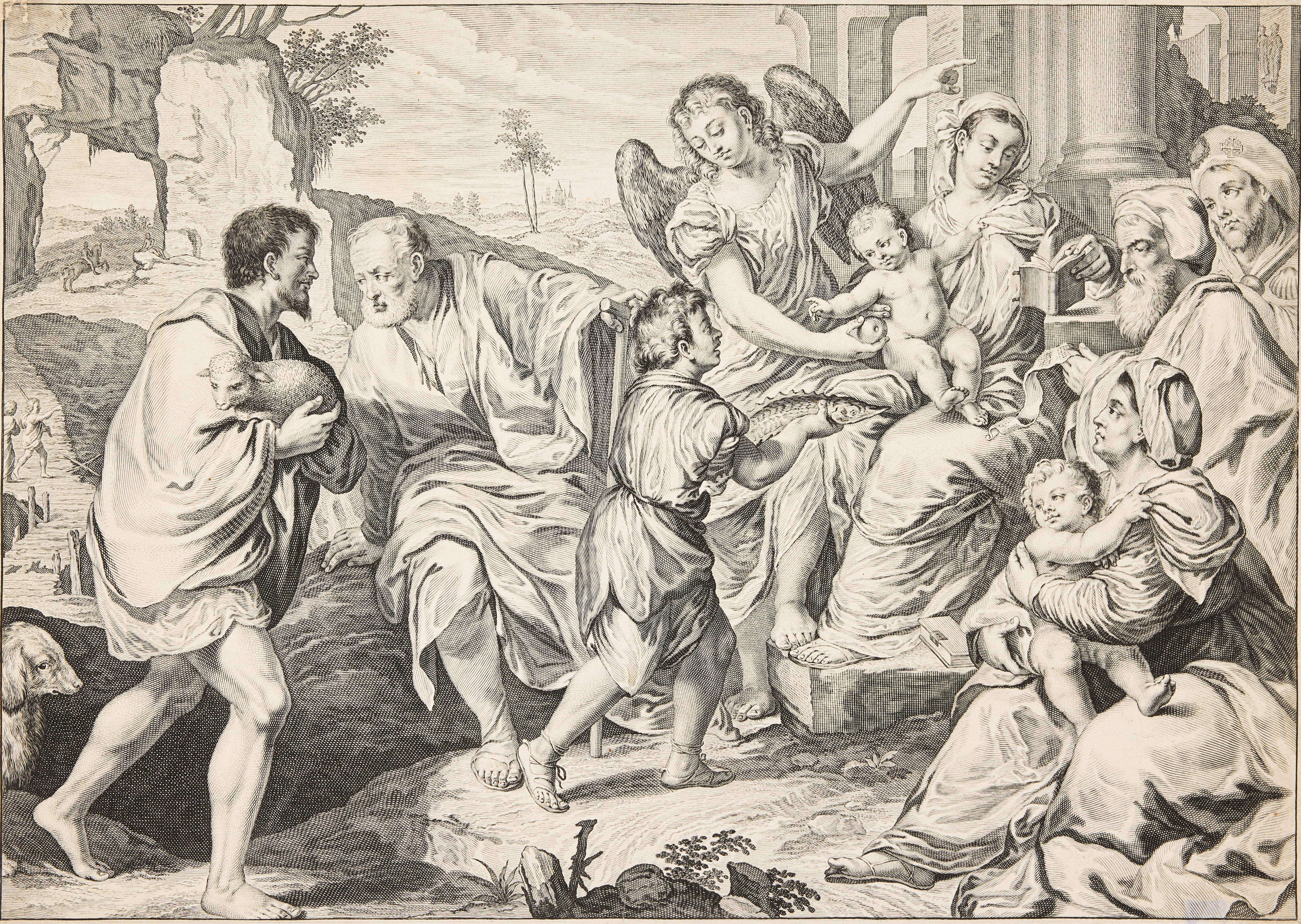 JEREMIAS FALCK (GERMANY 1610-1677) AFTER BONIFAZIO VERONESE (ITALY CIRCA 1487-1553). "The Adoration of the Shepherds".