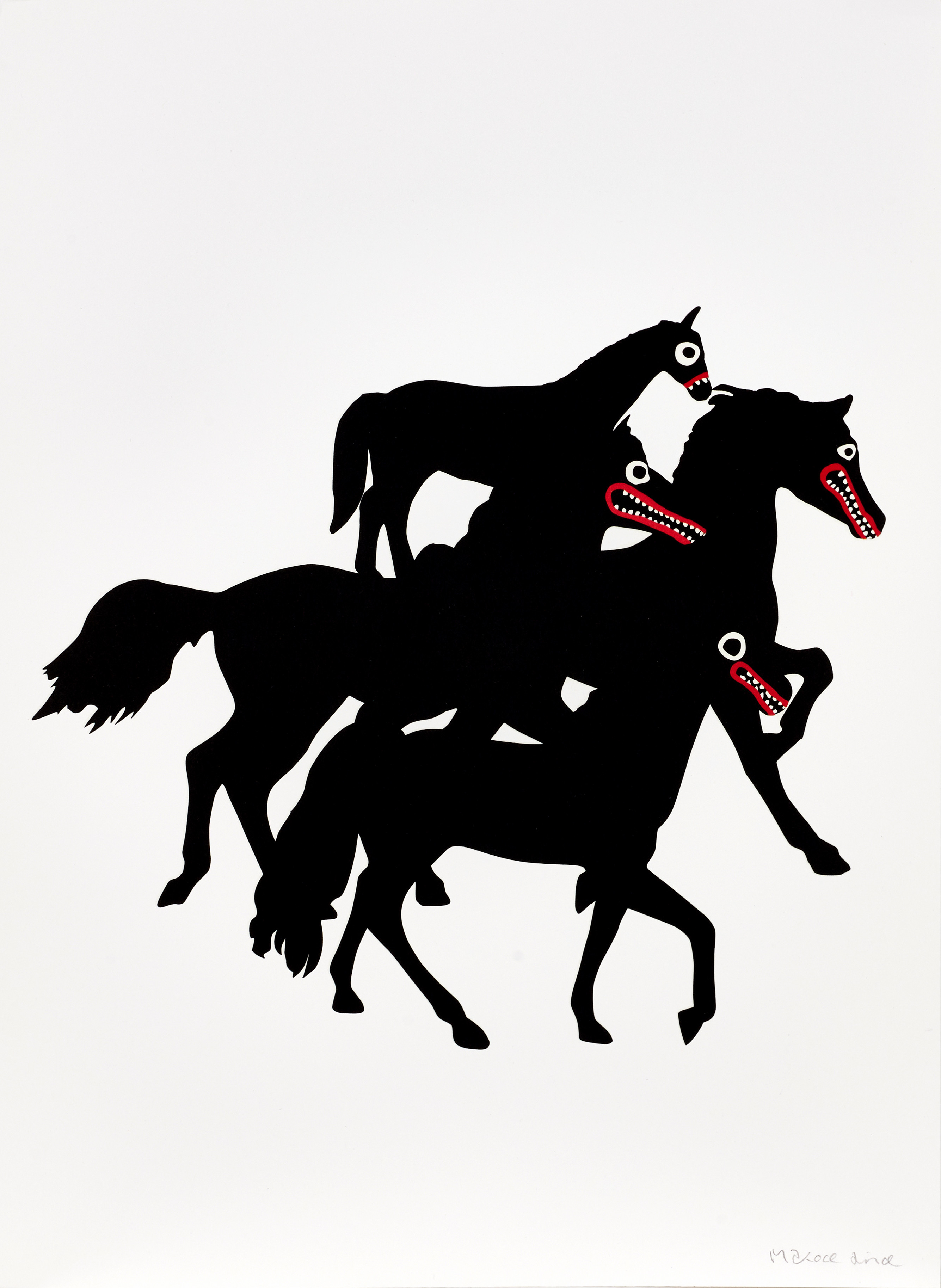 MAKODE LINDE (SVERIGE, FÖDD 1981). "Horses", signerad Makode Linde, färglitografi.