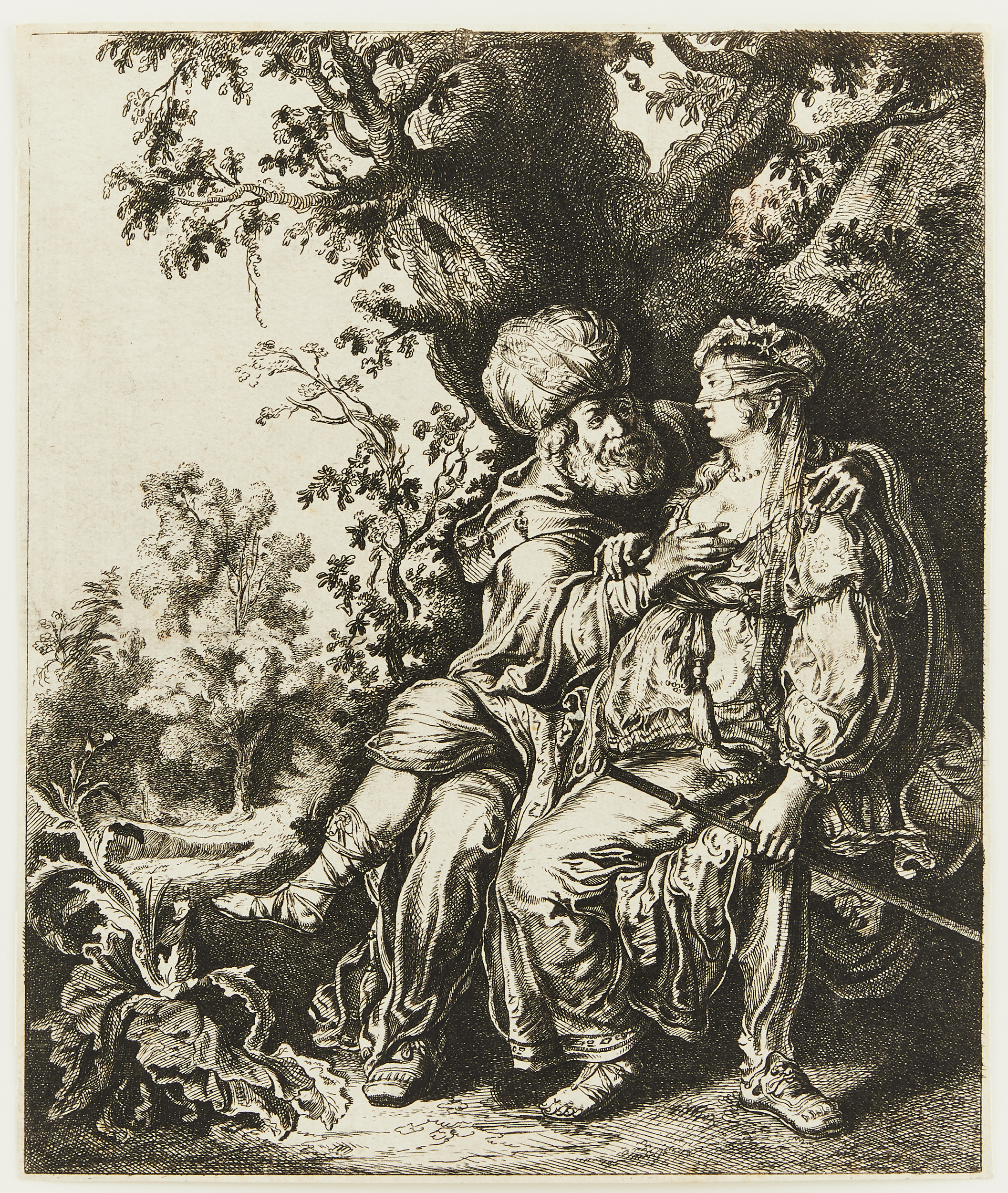 JAN VAN NOORDT (THE NETHERLANDS 1623-1681) FOLLOWER OF. FORMERLY ATTRIBUTED TO PIETER LASTMAN (THE NETHERLANDS 1583-1633). "Judah and Tamar".