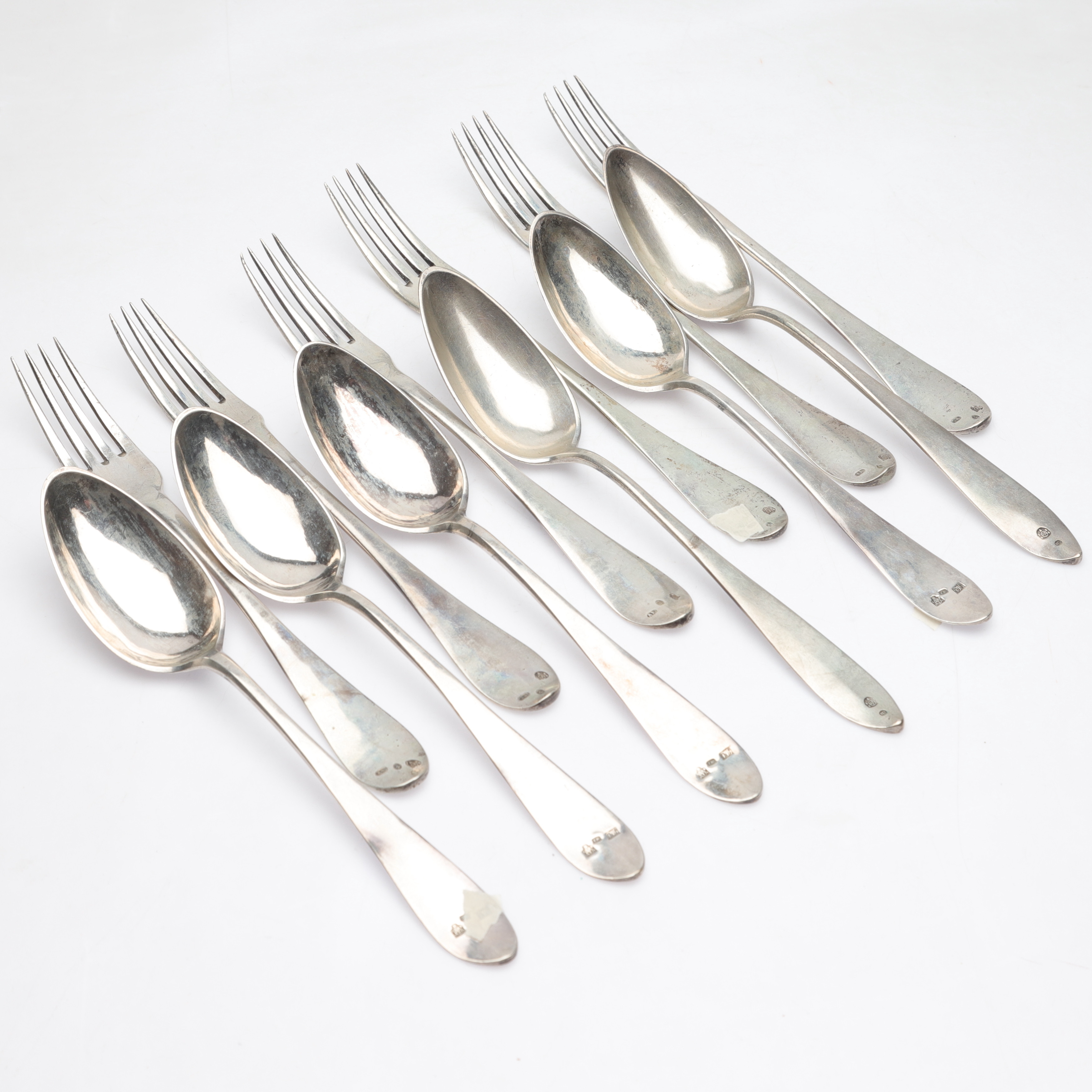BESTICK, Silver, skedar och gafflar, Wien, 1860-tal, totalvikt ca 712,6g.
