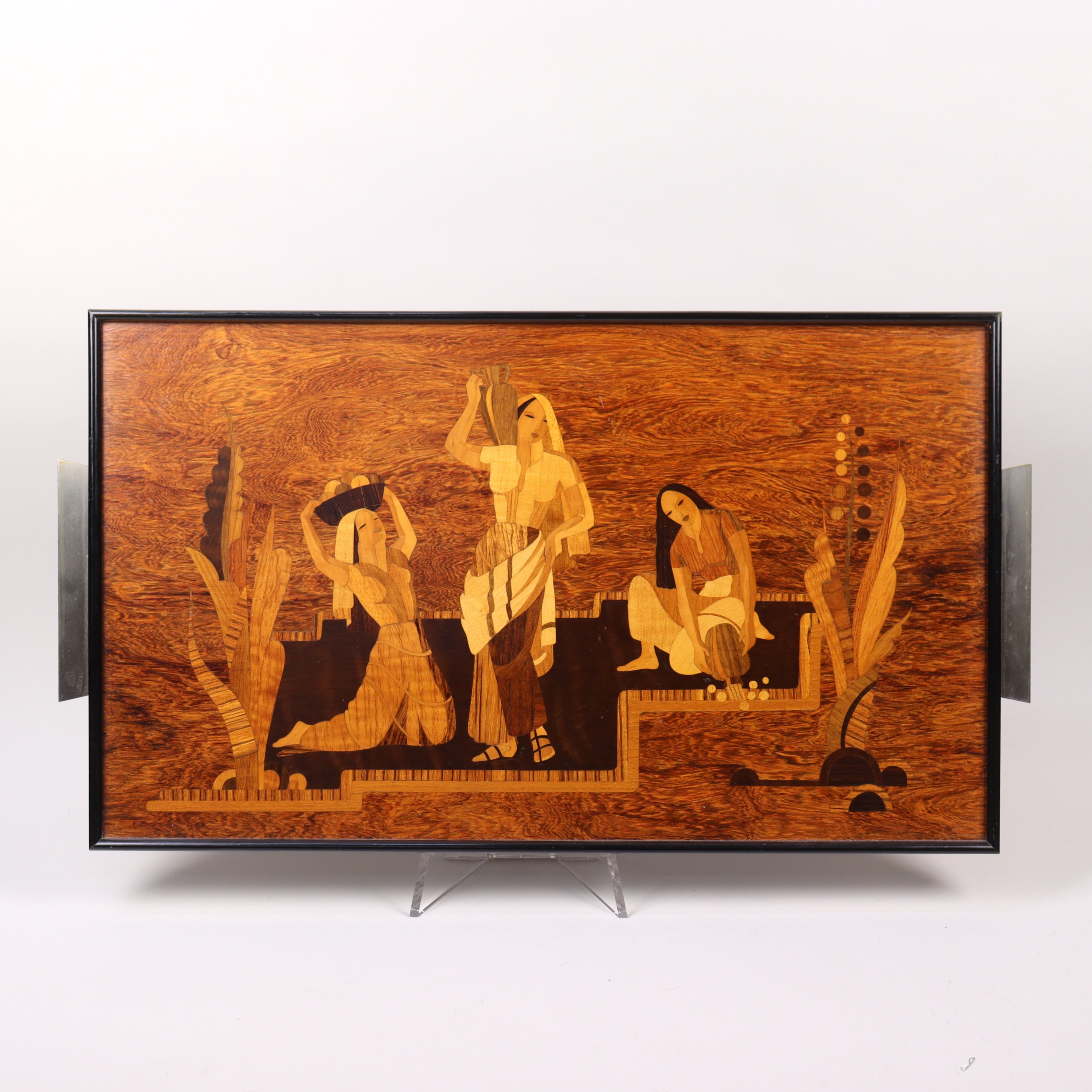 SERVERINGSBRICKA, Mjölby Intarsia, intarsiadekor med kvinnor, art deco, 1930-tal.