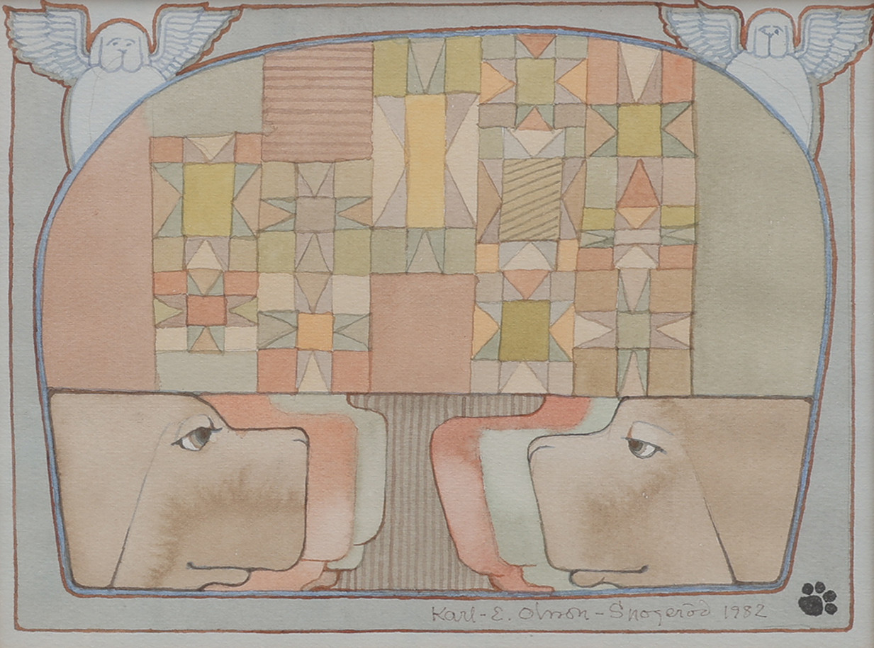 KARL-ERIK OLSSON "SNOGERÖD" 1927-1995. AKVARELL PÅ PAPPER, "STJÄRNFÄLL", SIGNERAD OCH DATERAD 1982.