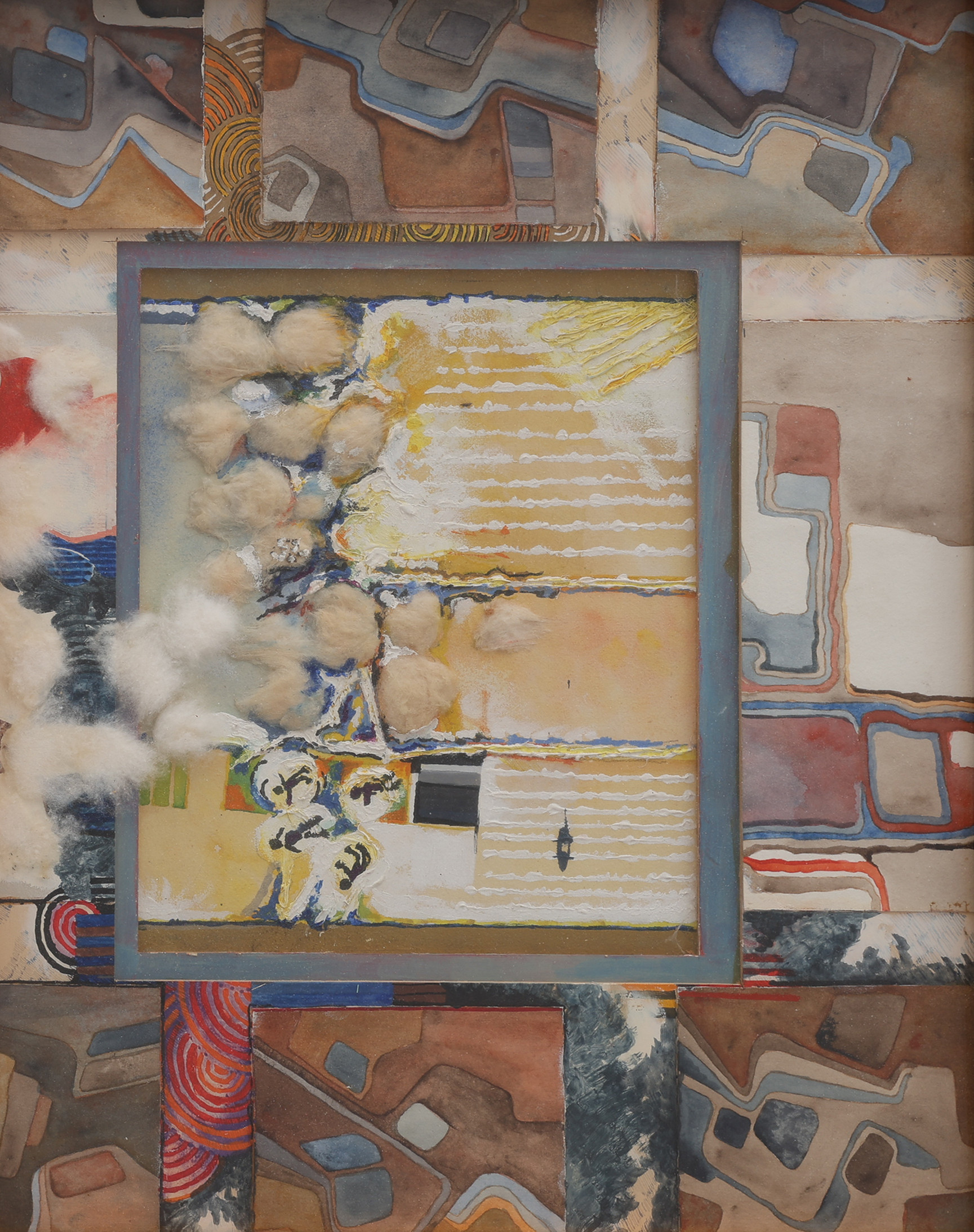 KARL-ERIK OLSSON "SNOGERÖD" 1927-1995. BLANDTEKNIK PAPPER OCH COLLAGE, OSIGNERAD OCH ODATERAD.