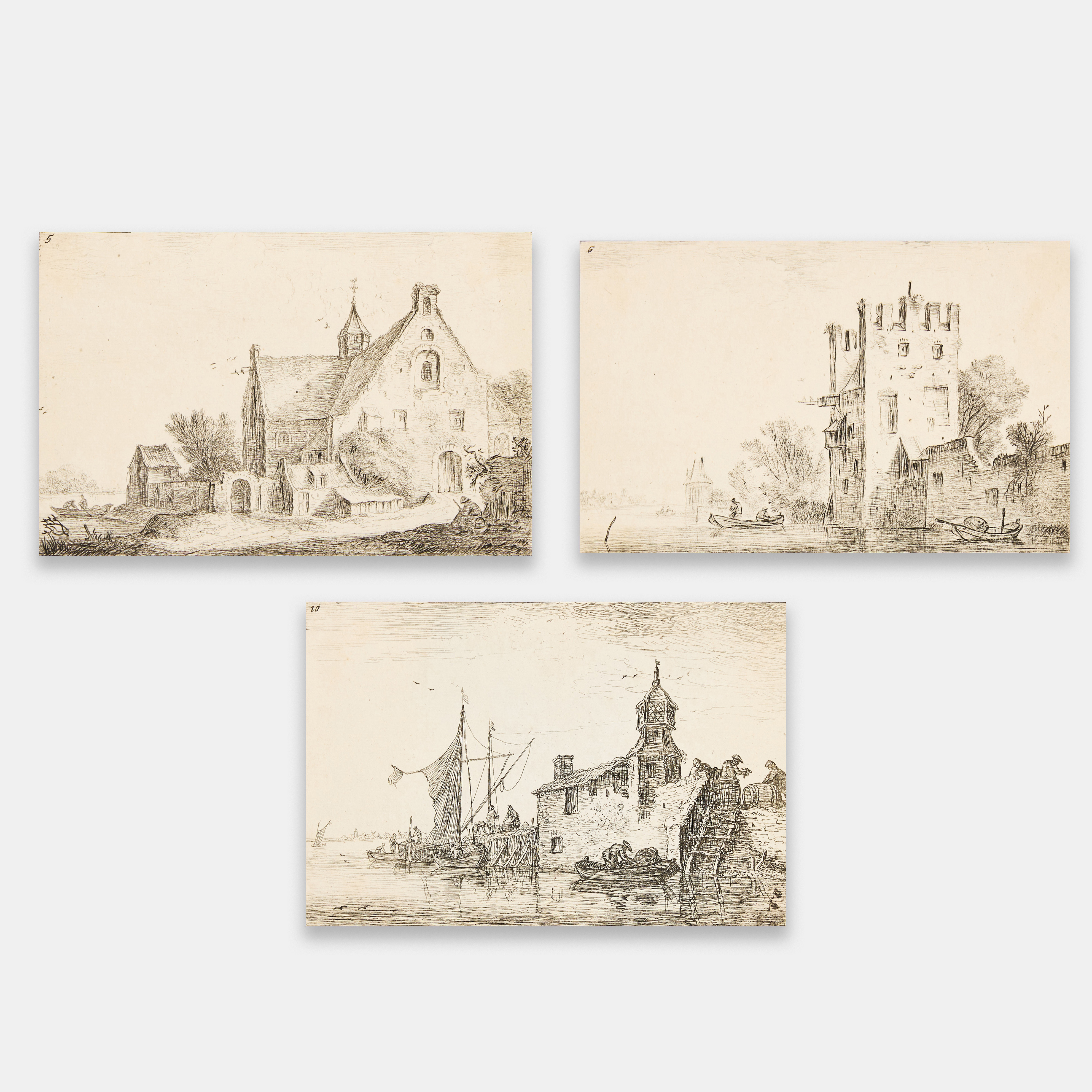 ANTHONIE WATERLOO (THE NETHERLANDS 1609-1690). Three etchings from the "Eleven Landscapes" series.