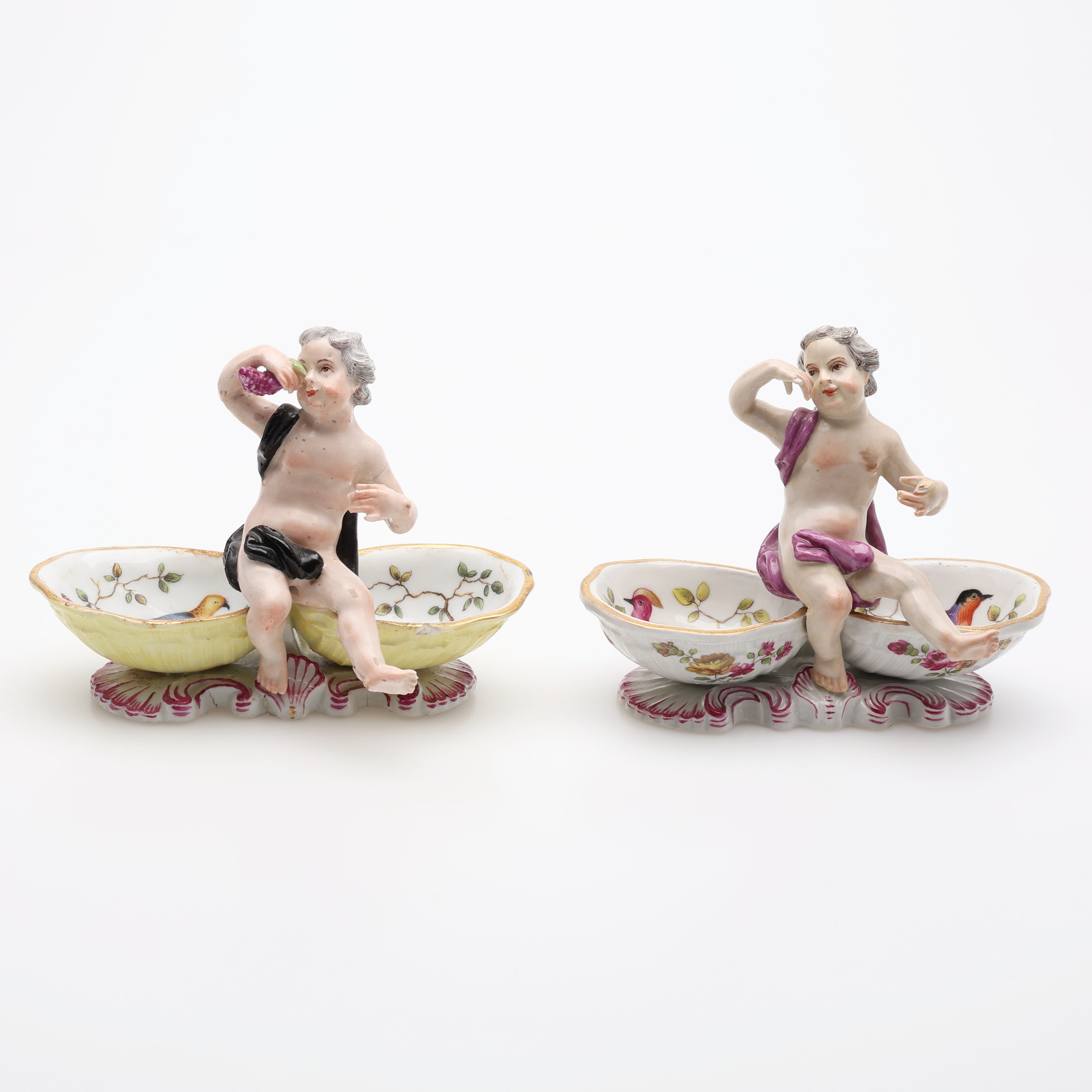 SALTKAR, PORSLIN, 2 ST, MEISSEN, 1700-TAL.