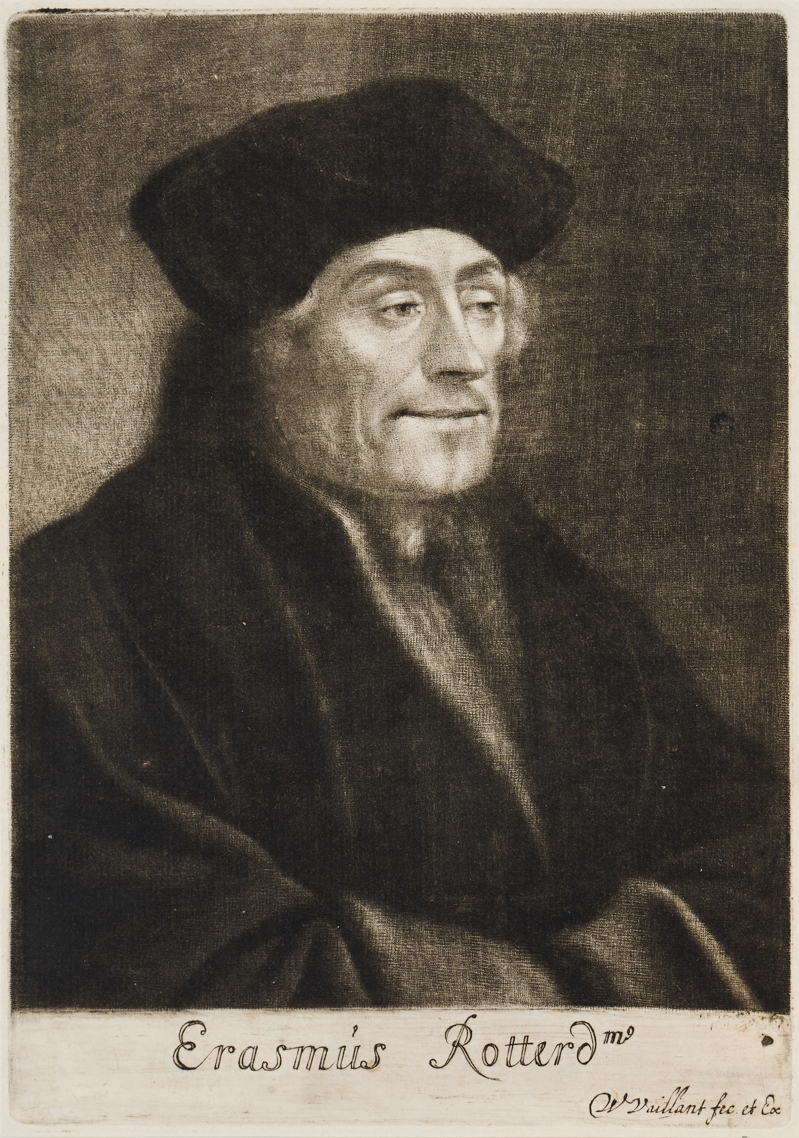 WALLERANT VAILLANT (THE NETHERLANDS 1623-1677) AFTER HANS HOLBEIN THE YOUNGER (GERMANY 1497/98-1543). "Desiderius Erasmus".