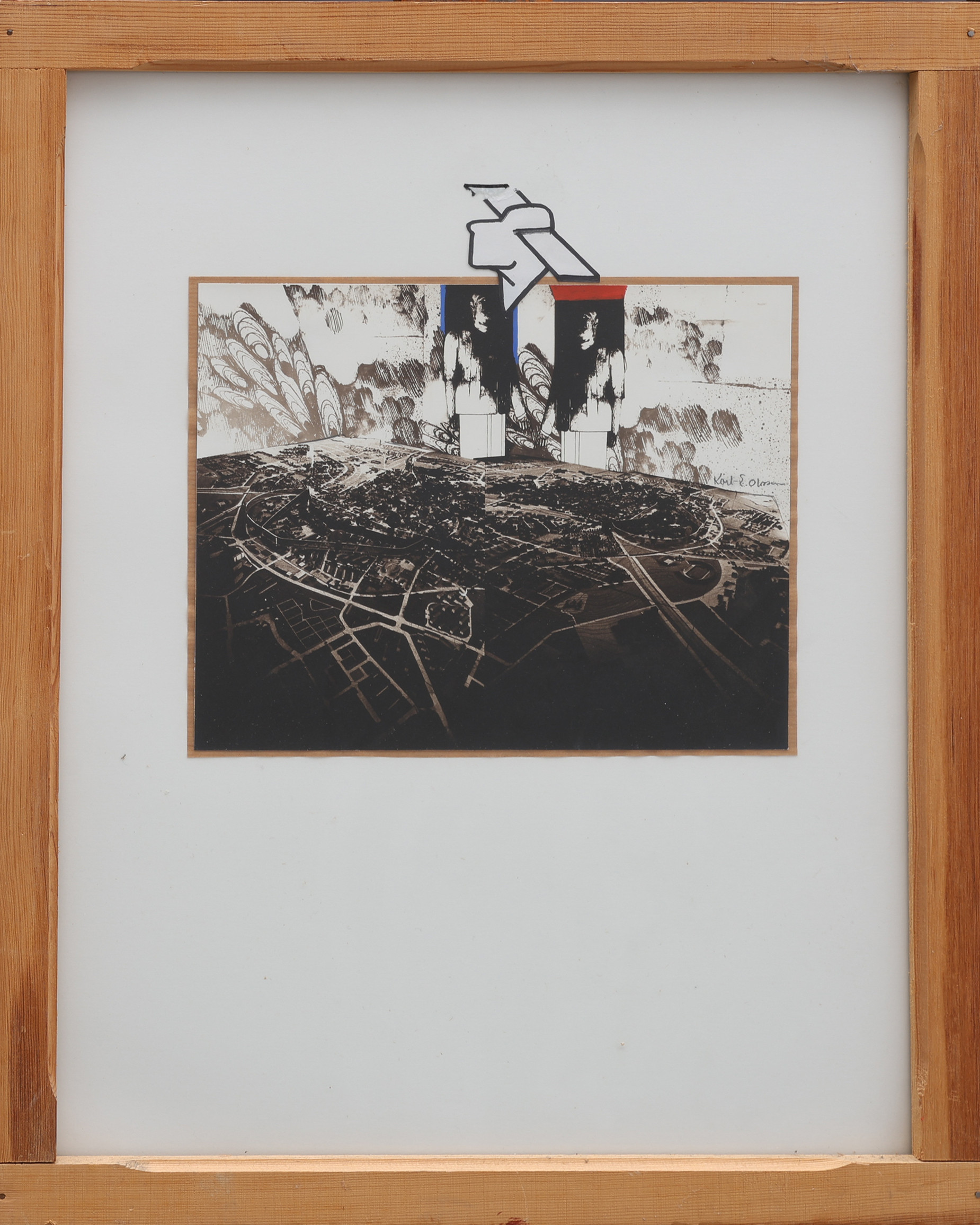 KARL-ERIK OLSSON "SNOGERÖD" 1927-1995. FOTOCOLLAGE, STADSMODELL, SIGNERAD.