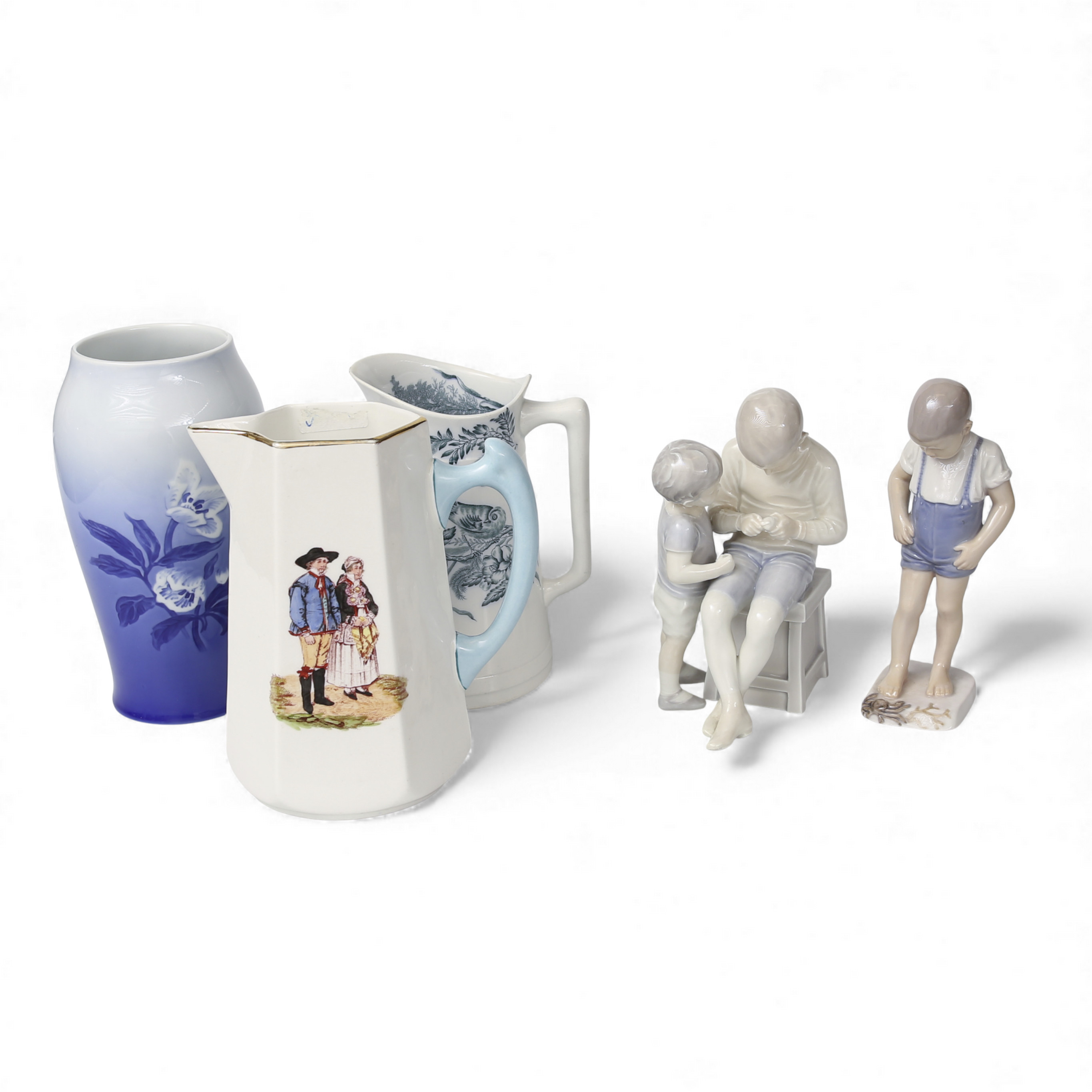 FIGURINER, Hänkelkannor & VAS , porslin, Danmark, Rörstrand, Bing & Grörndahl, 5st.