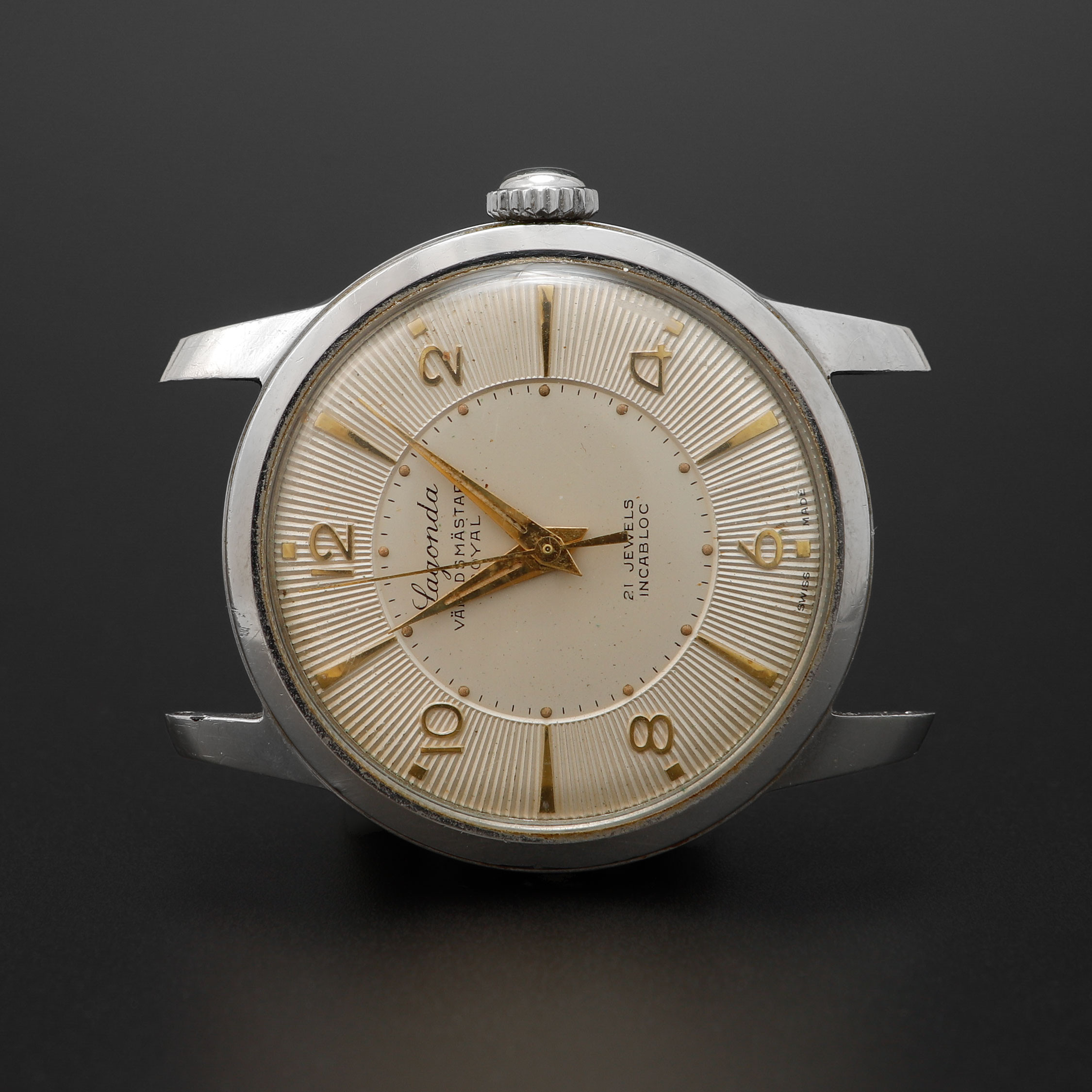 ARMBANDSUR, Lagonda, Världsmästare, Royal, stål, manuell, 1950/60-tal.