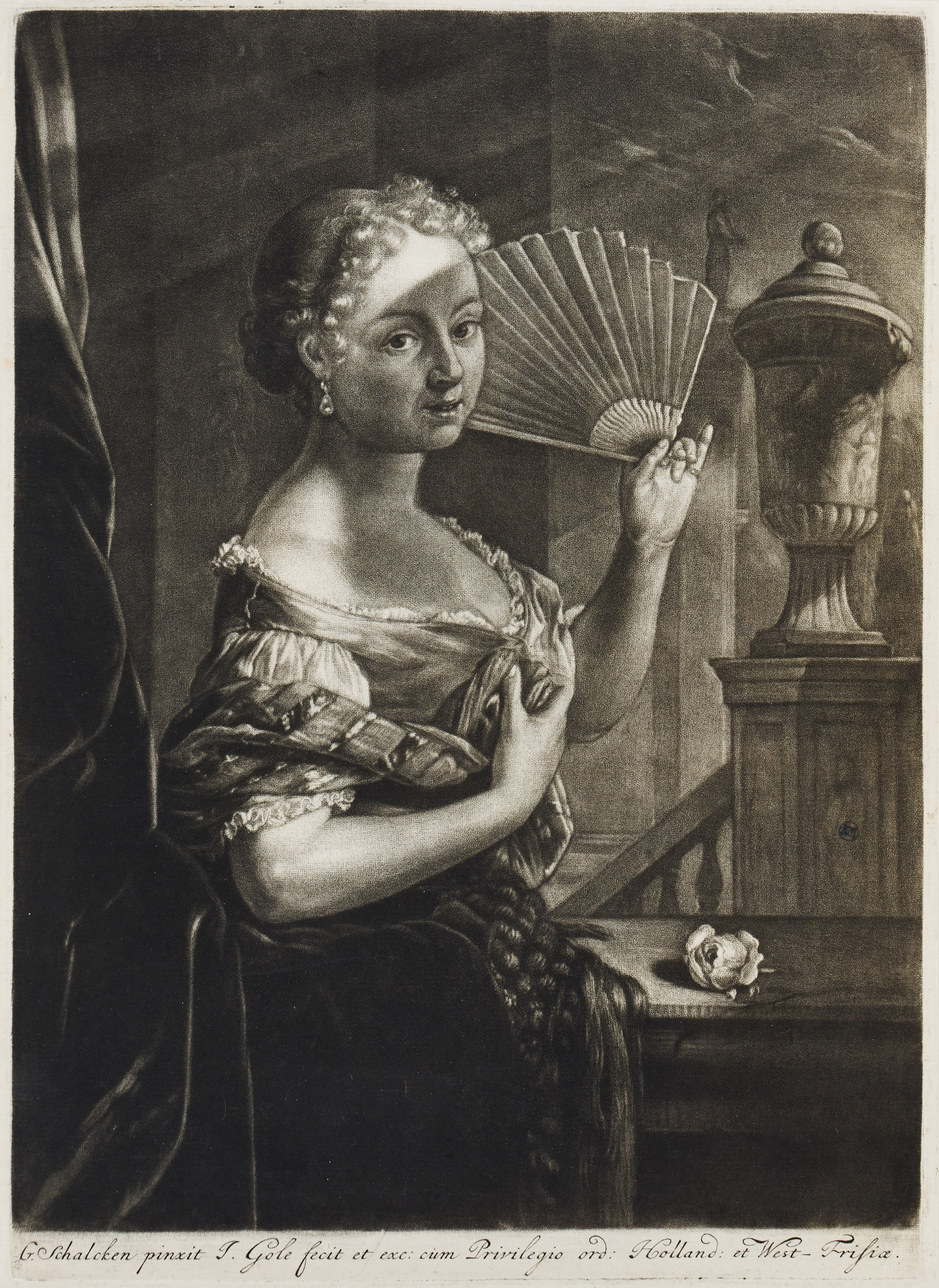 JACOB GOLE (THE NETHERLANDS 1660-1737). "Lady with a Fan".