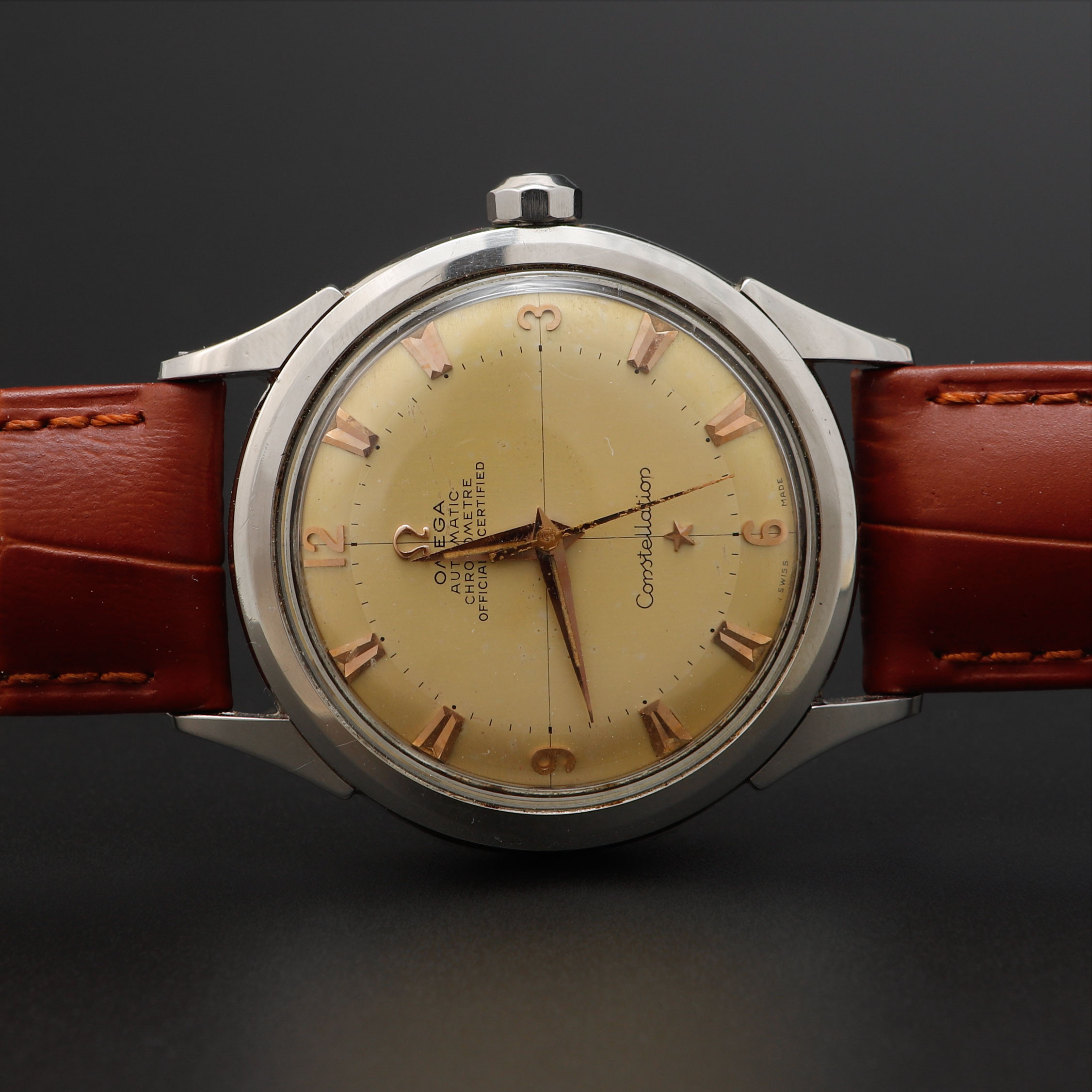 ARMBANDSUR, Omega, Constellation, "Pie-Pan" stål, automatisk, ca 1952.