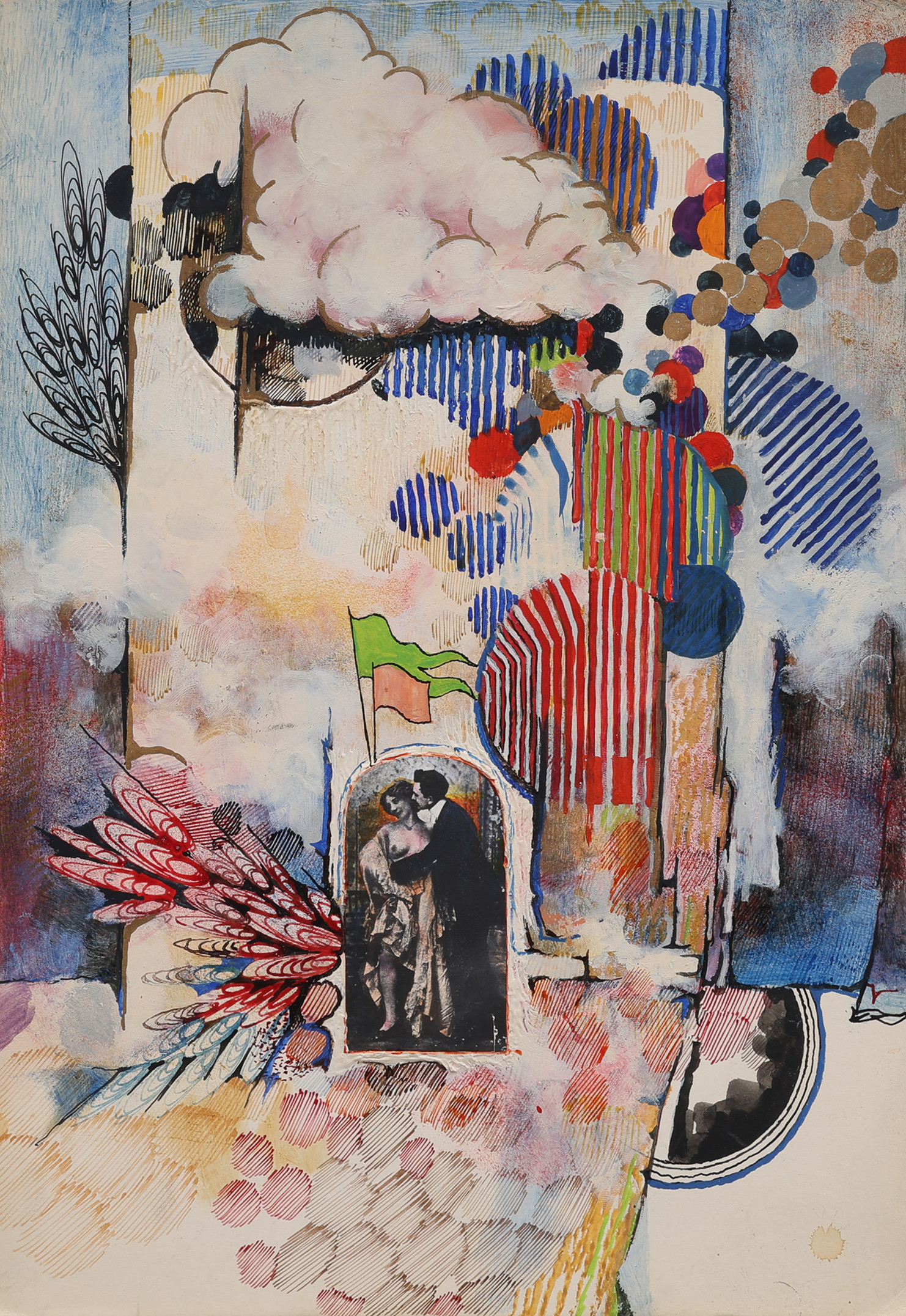 KARL-ERIK OLSSON "SNOGERÖD" 1927-1995. BLANDTEKNIK OCH COLLAGE PÅ PAPP, OSIGNERAD.