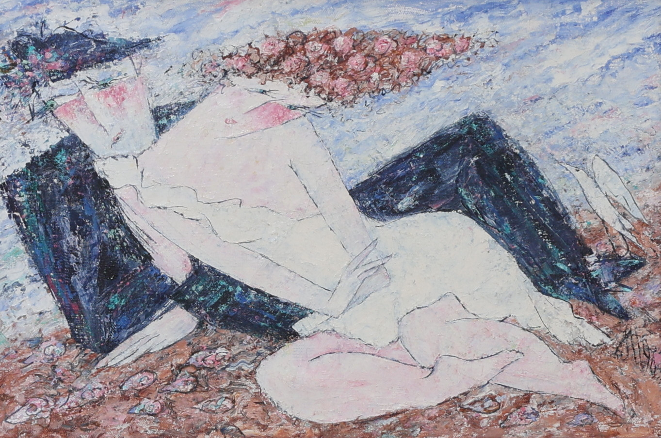 TAIS TULUPOVA. (Ryssland, född 1948), figurativt motiv, olja på duk, monogramsignerad.