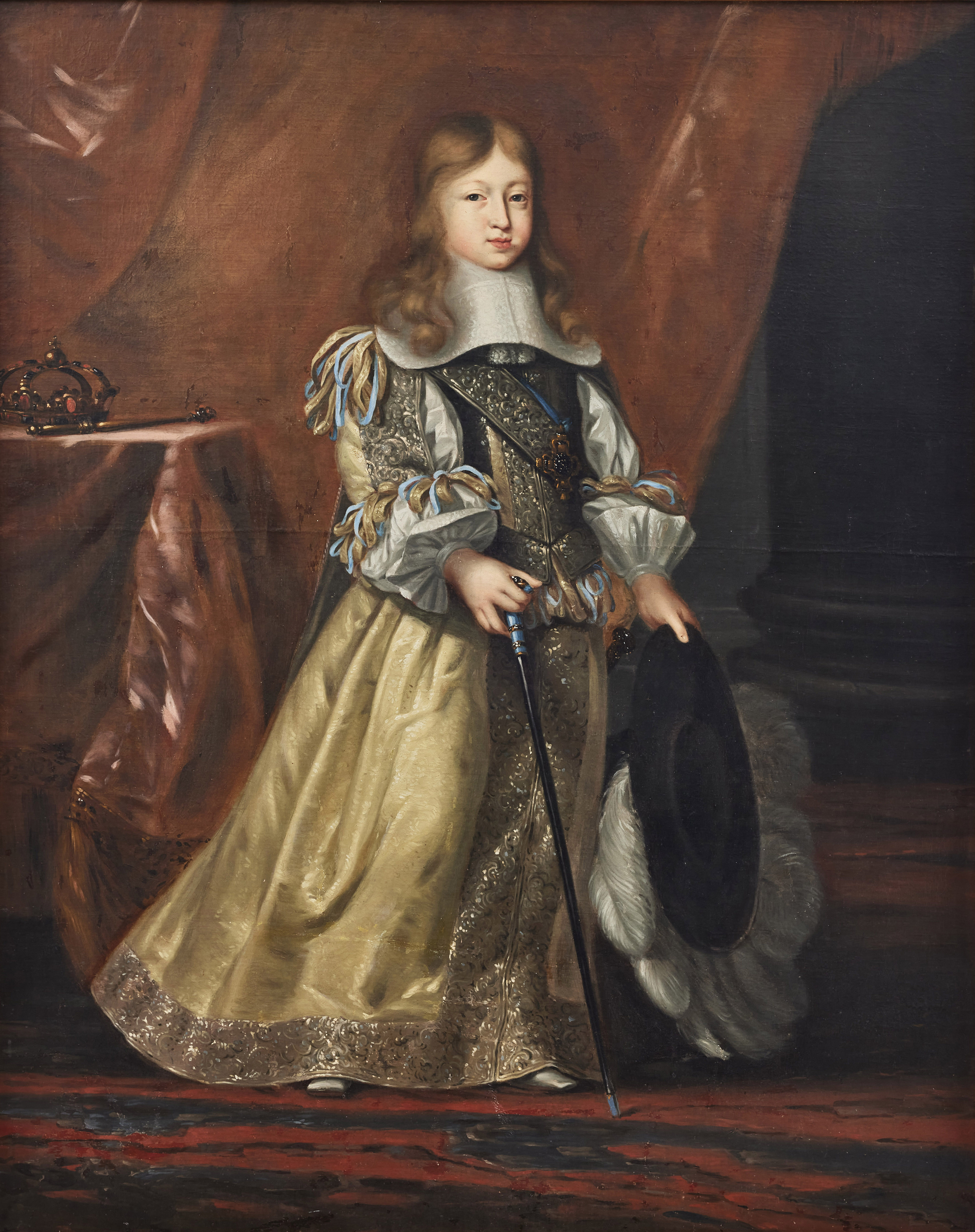 DAVID KLÖCKER EHRENSTRAHL (1628-1698). Hans ateljé. Porträtt föreställande kung Karl XI (1655-1697) som barn, vid 7 års ålder.