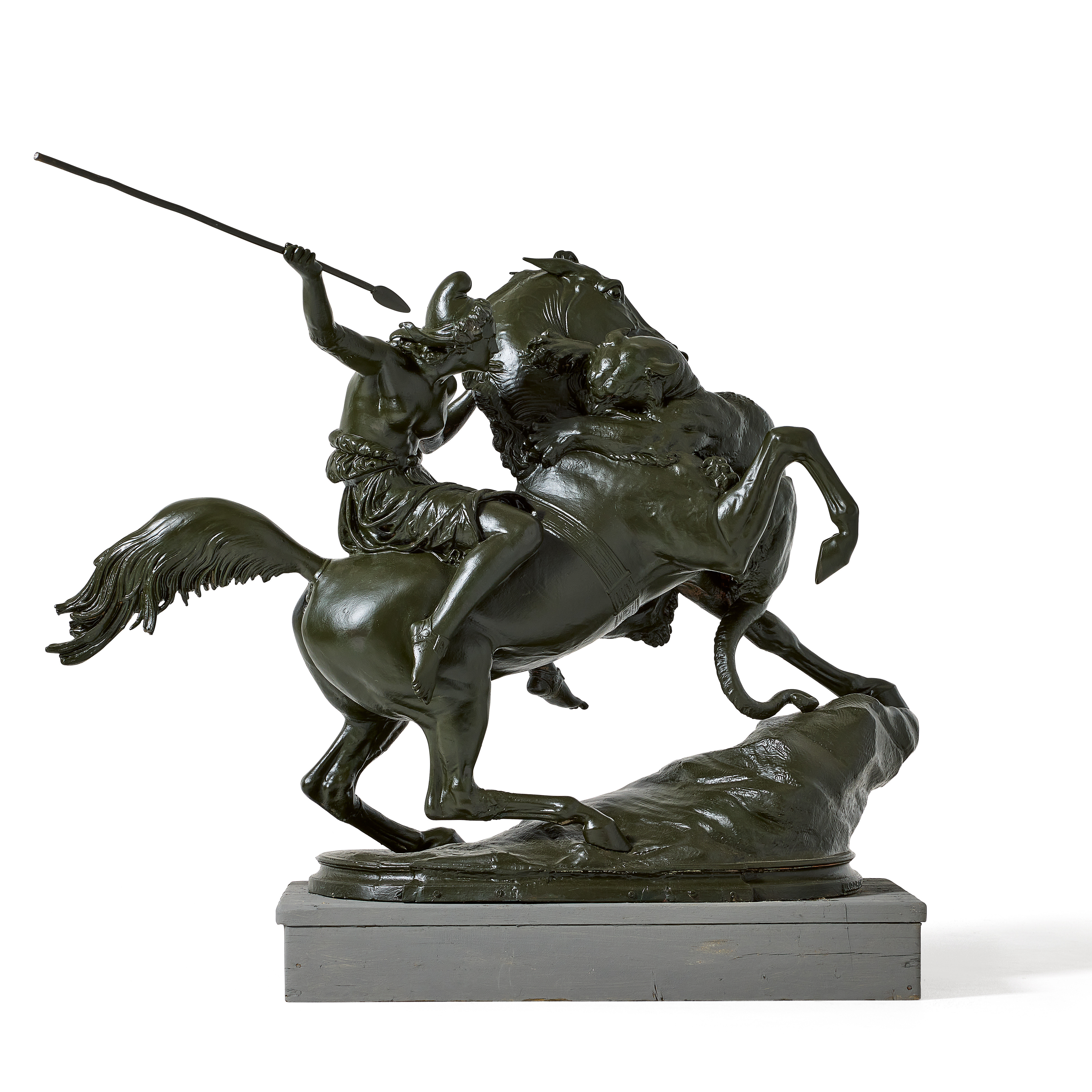 AUGUST KISS (GERMANY 1802-1865). EFTER. "Amazone zu Pferde"/Amazon in battle.