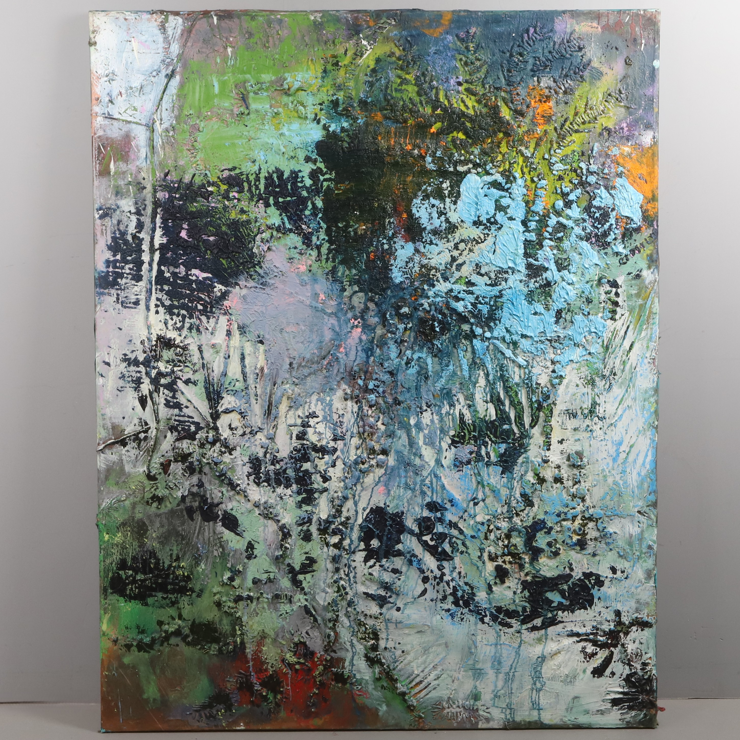 JAMES BATES. OLJA PÅ DUK, "Blue Blur", samtida, signerad & daterad 2024.