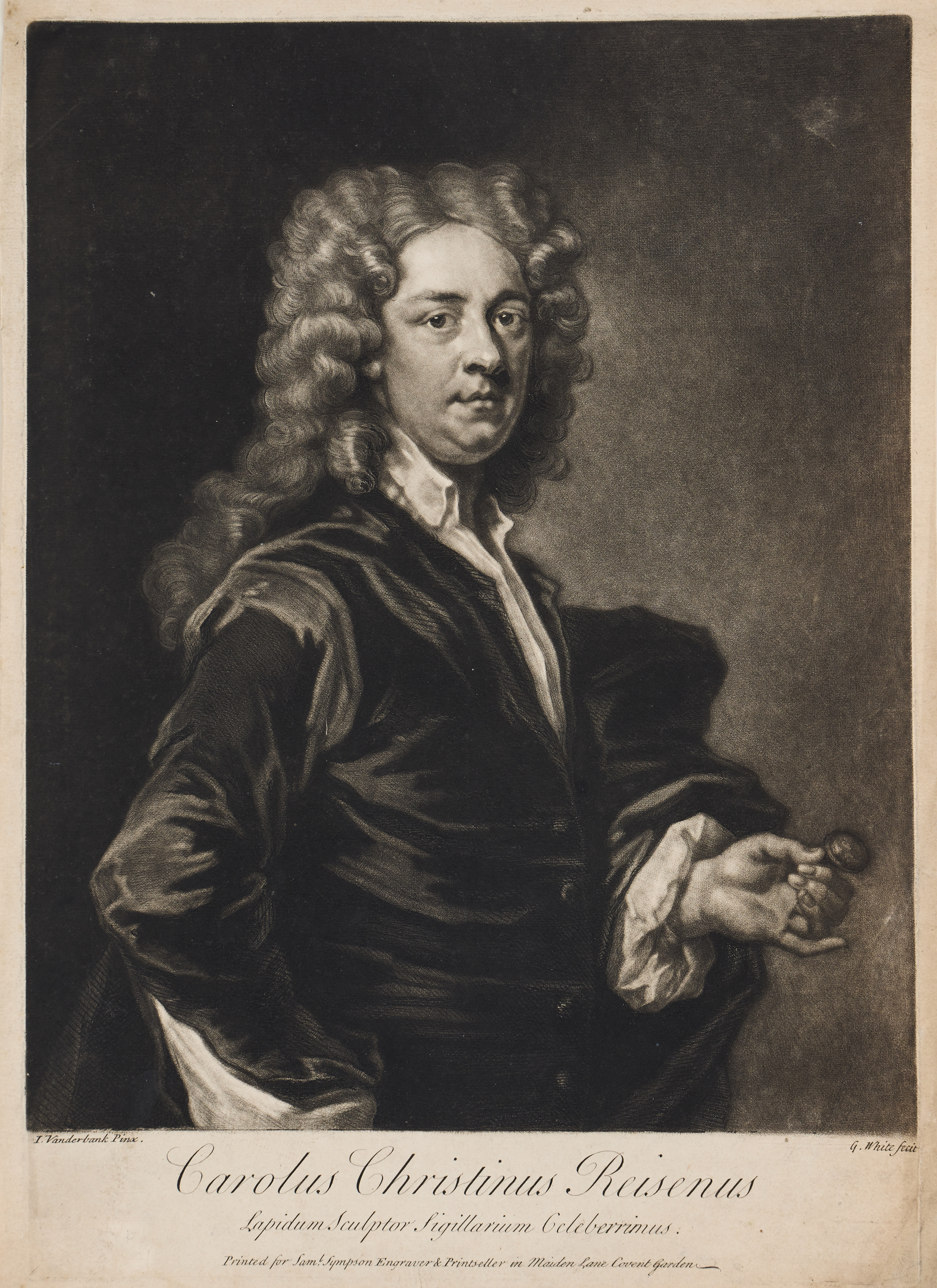 GEORGE WHITE (ENGLAND CIRCA 1684-1732). "Portrait of Charles Christian Reisen".